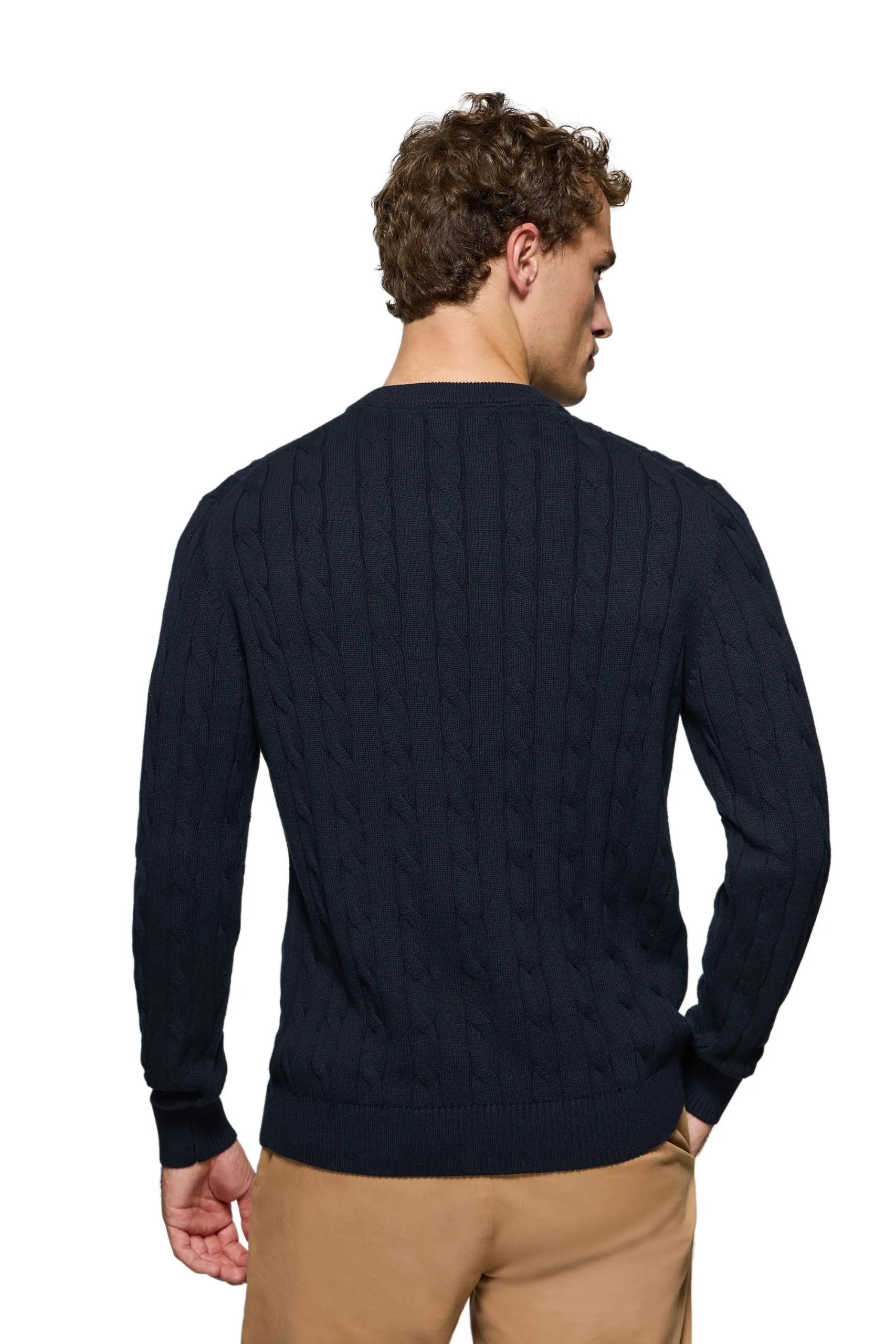 Polo Club Maglione in Maglia a Trecce Blu Scuro con Logo Rigby Go - immagine 2
