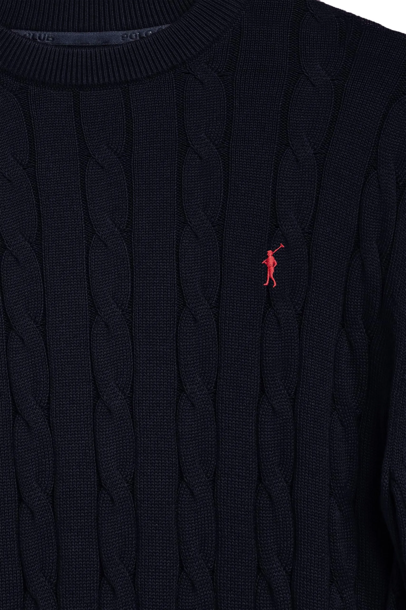 Polo Club Maglione in Maglia a trecce Blu Scuro con Logo Rigby Go - immagine 5