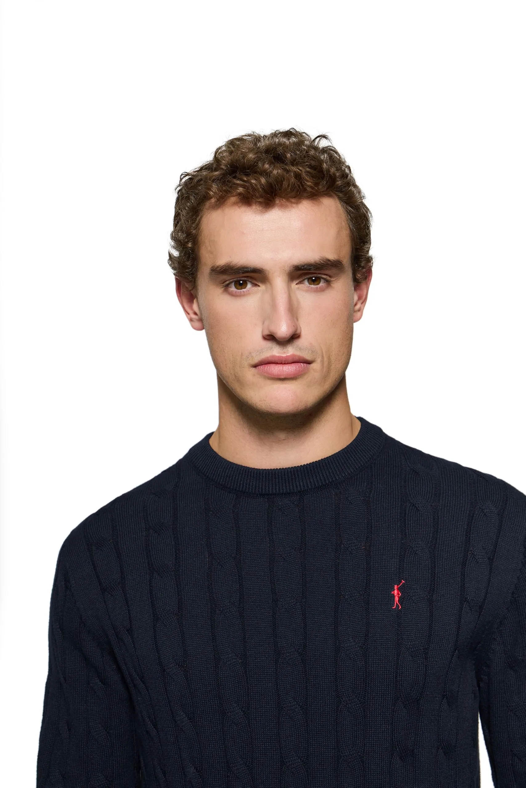 Polo Club Maglione in Maglia a Trecce Blu Scuro con Logo Rigby Go - immagine 3