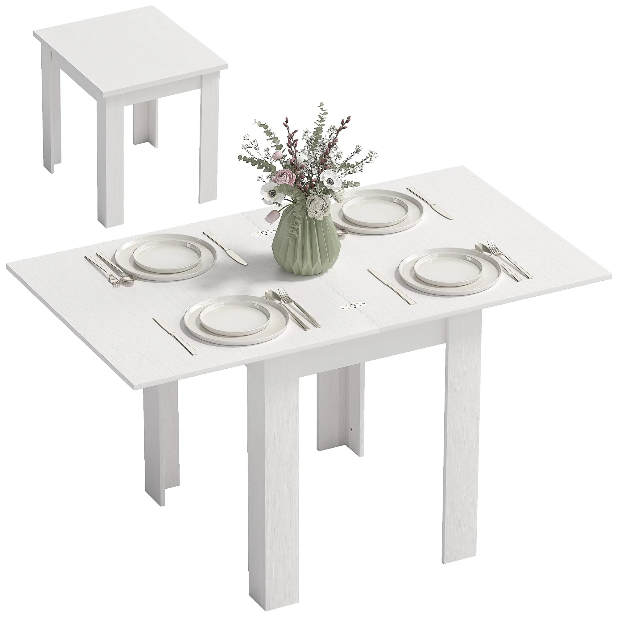 HOMCOM Tavolo da Pranzo Allungabile 70-140cm Bianco Effetto Legno - immagine 1