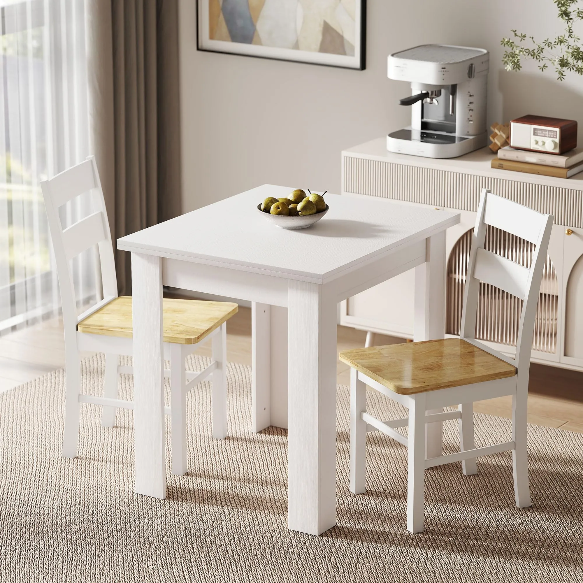 HOMCOM Tavolo da Pranzo Allungabile 70-140cm Bianco Effetto Legno - immagine 7