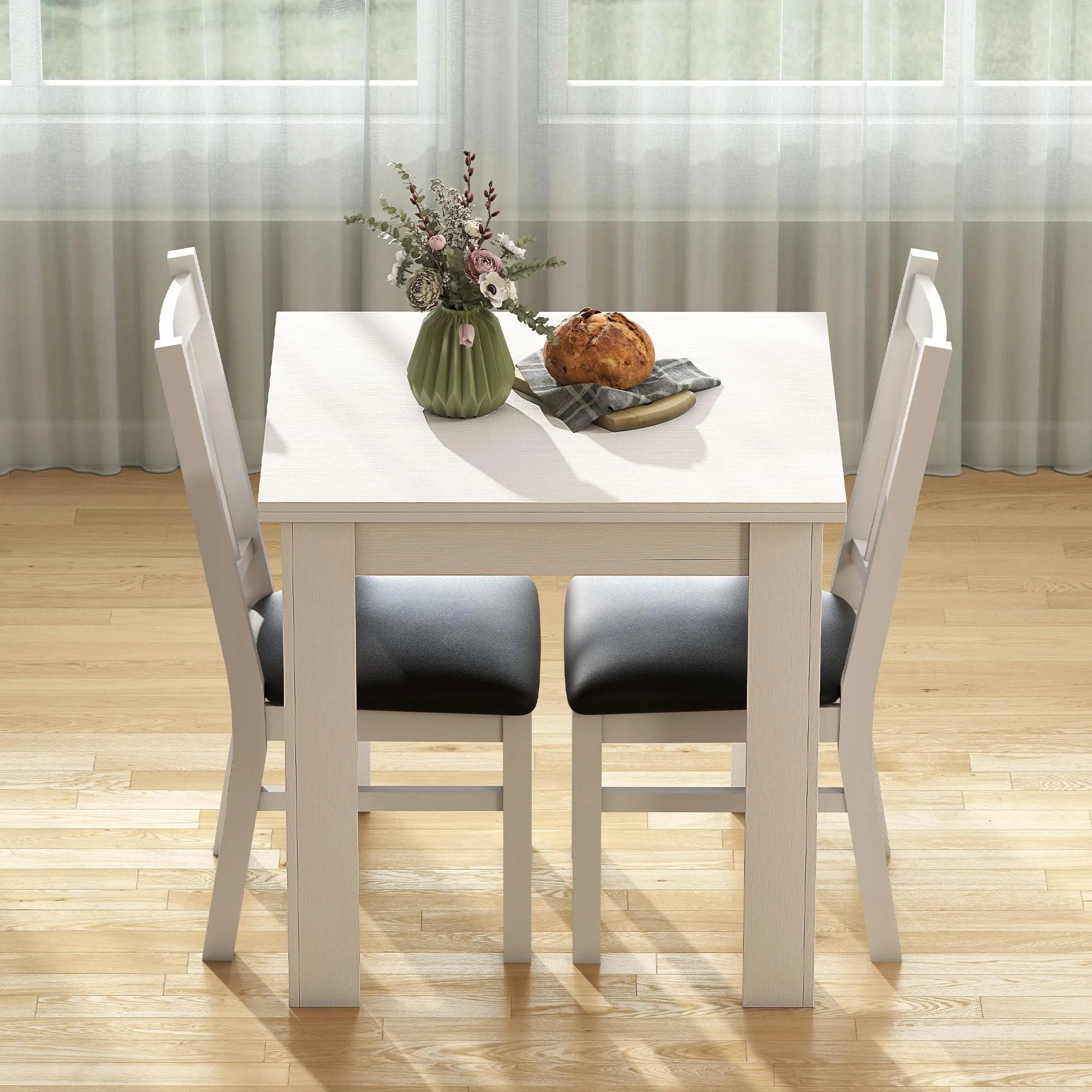 HOMCOM Tavolo da Pranzo Allungabile 70-140cm Bianco Effetto Legno - immagine 9
