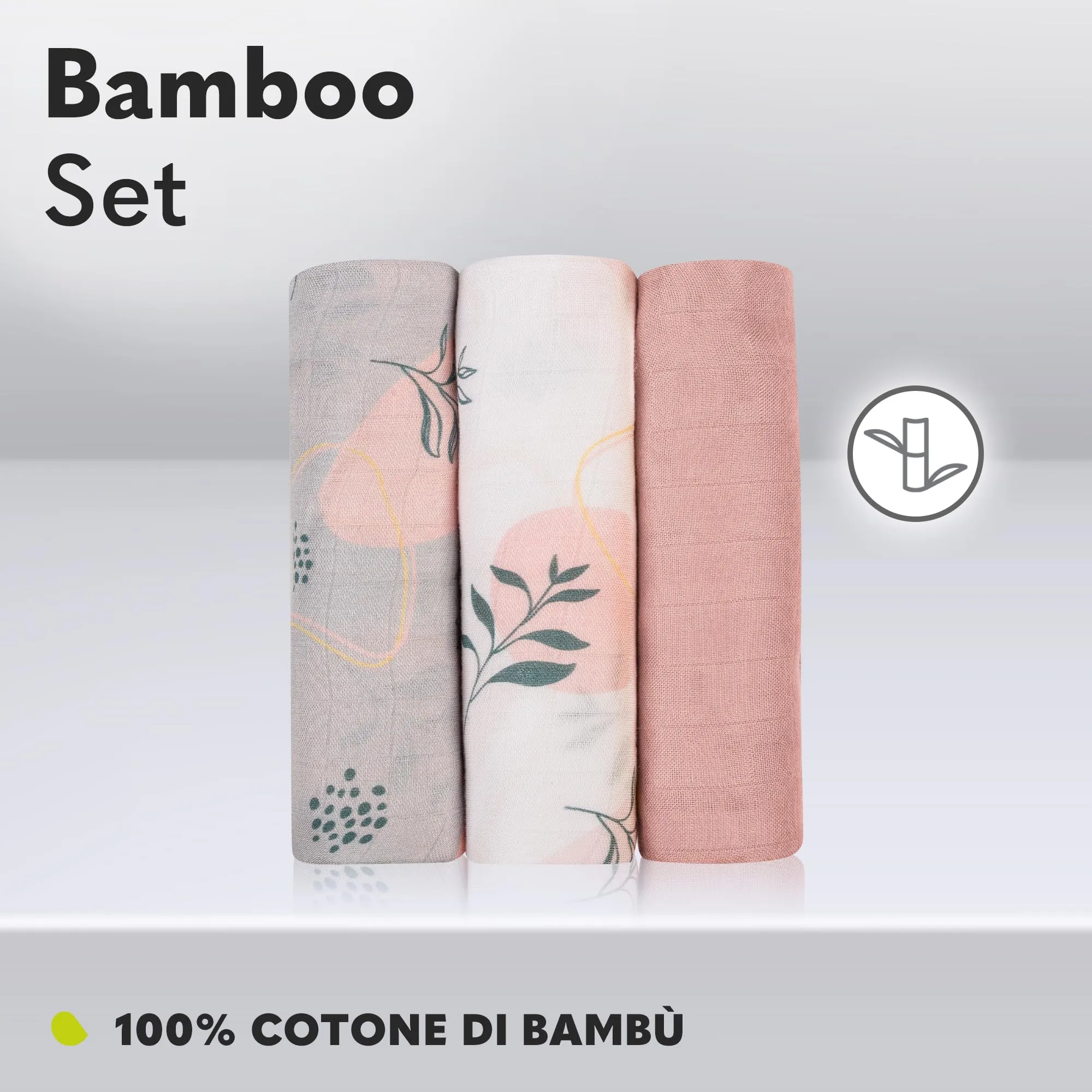 Lionelo Bamboo Set di 3 Mussole Neonato 70 x 70 cm in Cotone di Bambù 100% - immagine 3