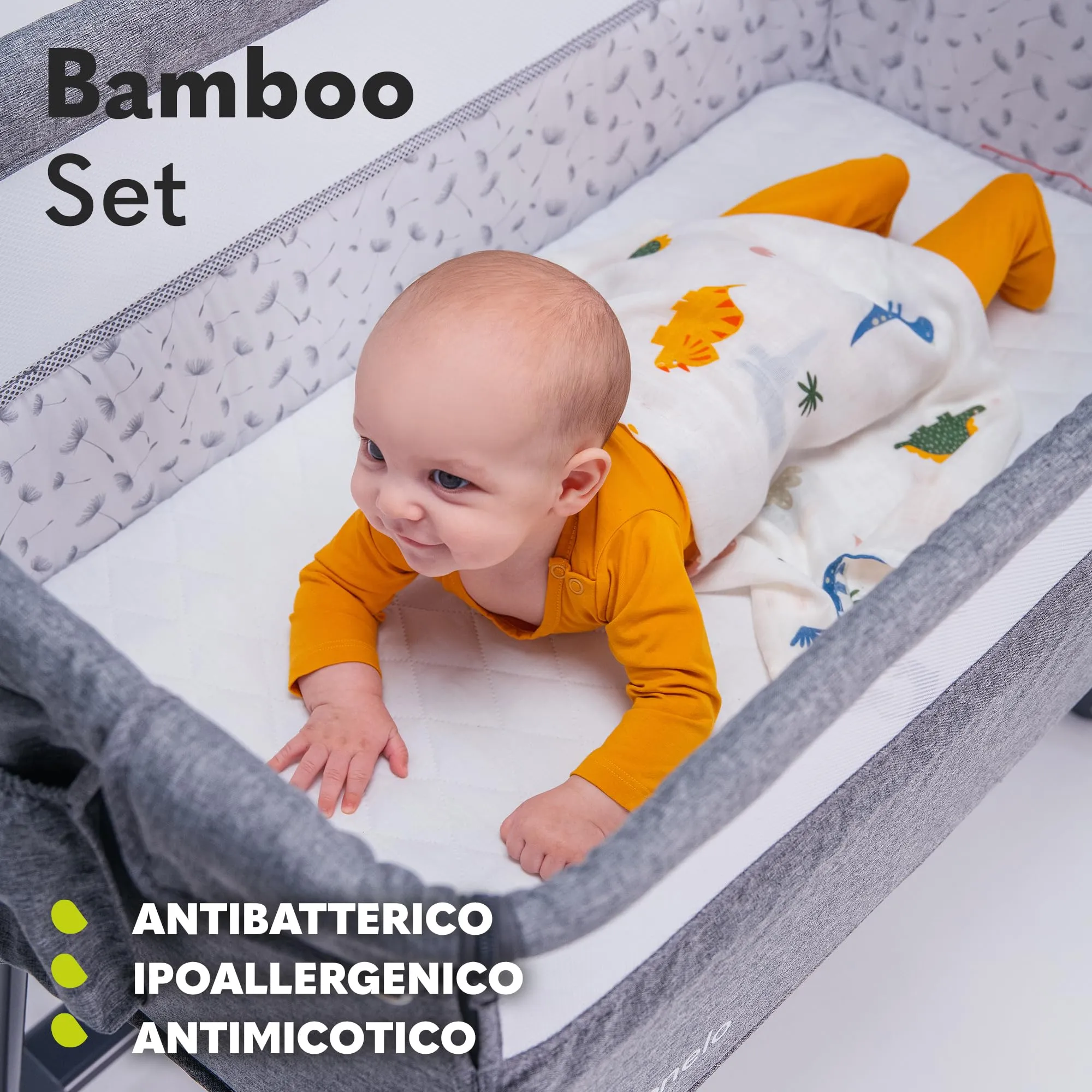 Lionelo Bamboo Set di 3 Mussole Neonato 70 x 70 cm in Cotone di Bambù 100% - immagine 5