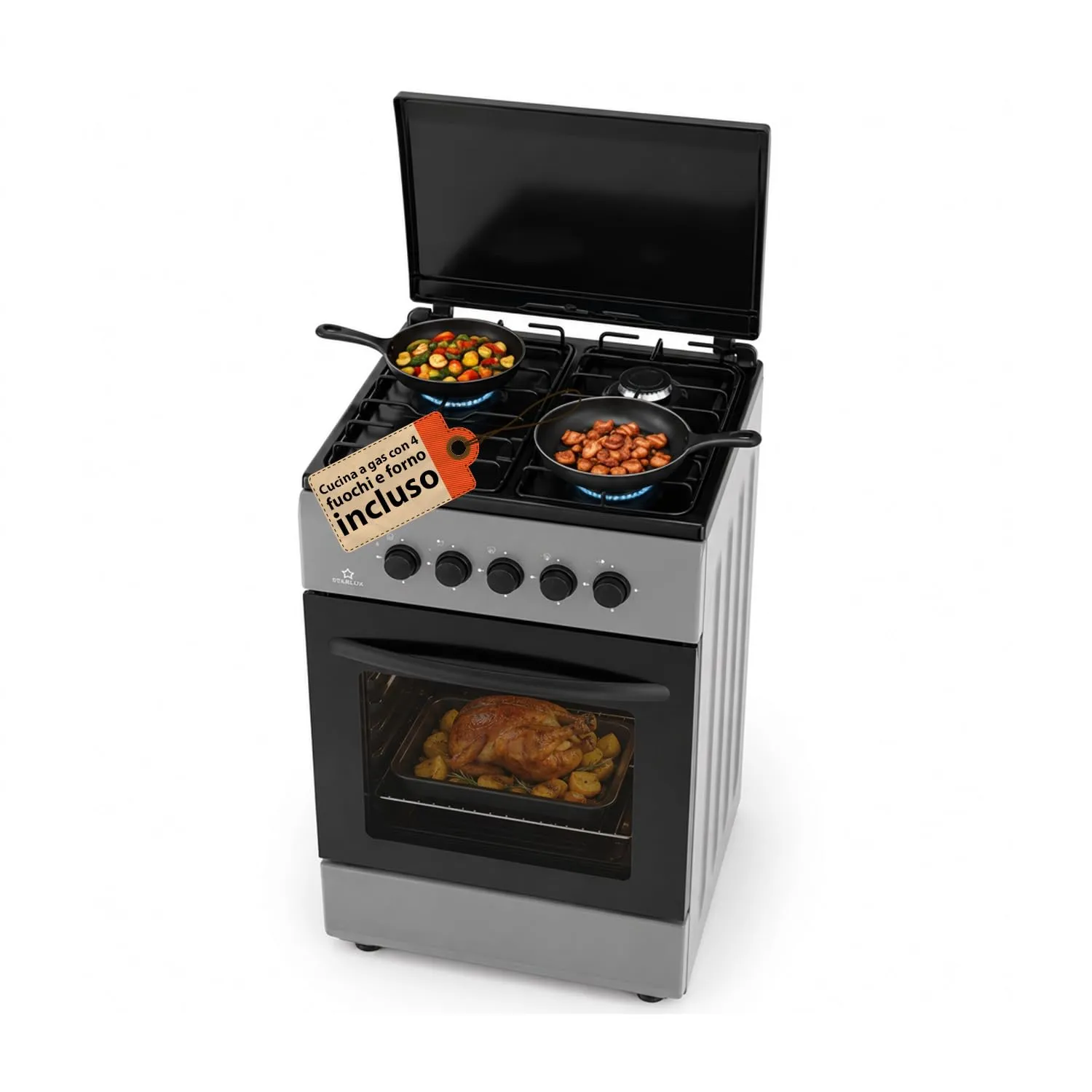 Avilia Cucina a Gas 50x50 cm con Forno 49 Litri e 4 Fuochi - immagine 1