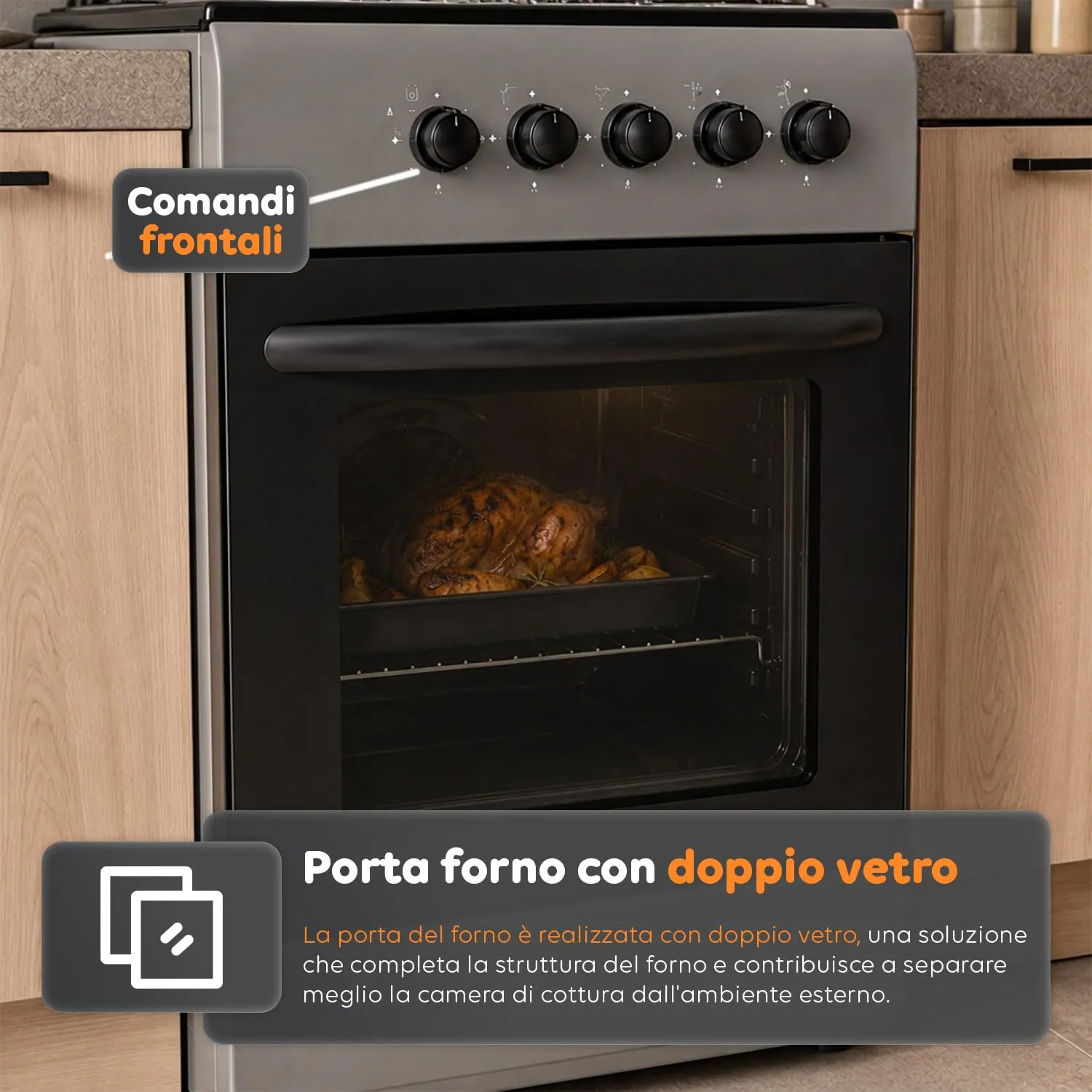 Avilia Cucina a Gas 50x50 cm con Forno 49 Litri e 4 Fuochi - immagine 4