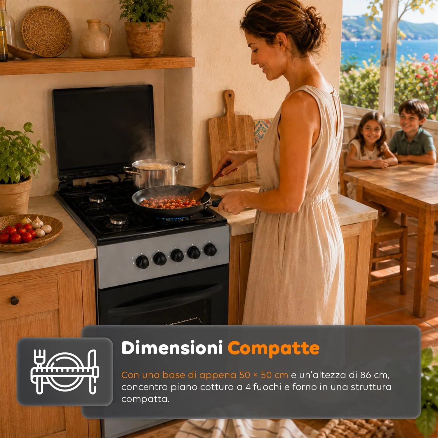 Avilia Cucina a Gas 50x50 cm con Forno 49 Litri e 4 Fuochi - immagine 5