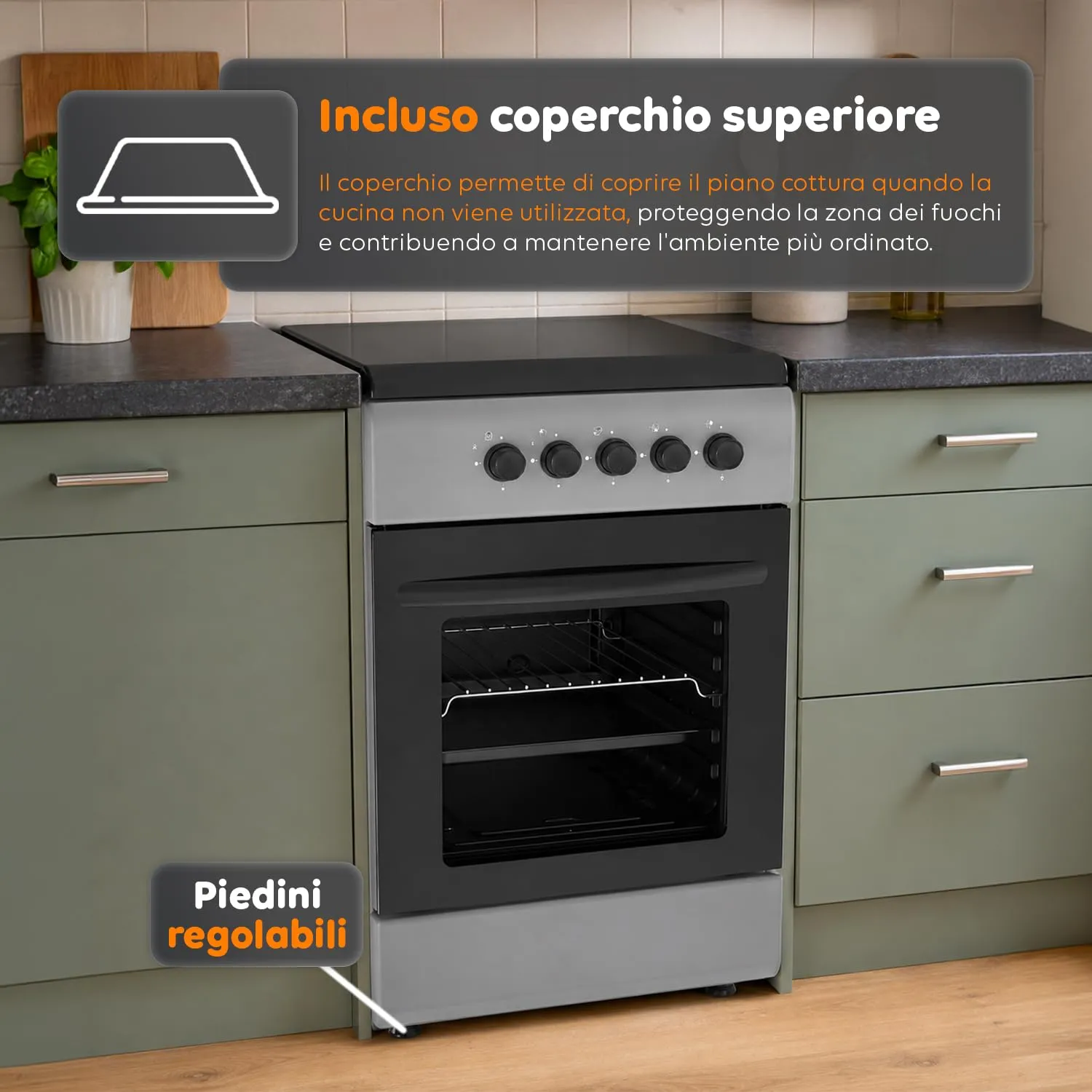Avilia Cucina a Gas 50x50 cm con Forno 49 Litri e 4 Fuochi - immagine 7
