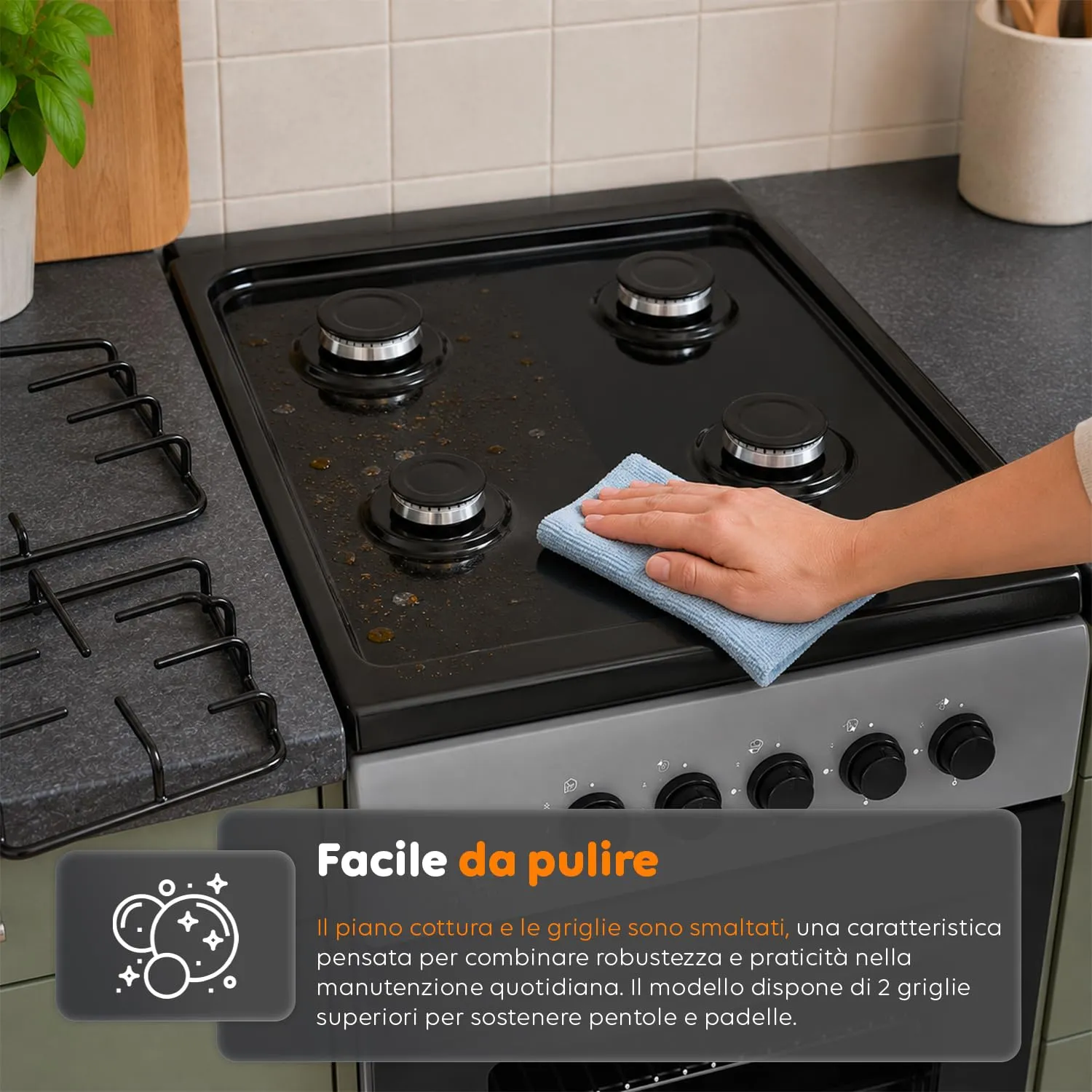 Avilia Cucina a Gas 50x50 cm con Forno 49 Litri e 4 Fuochi - immagine 8