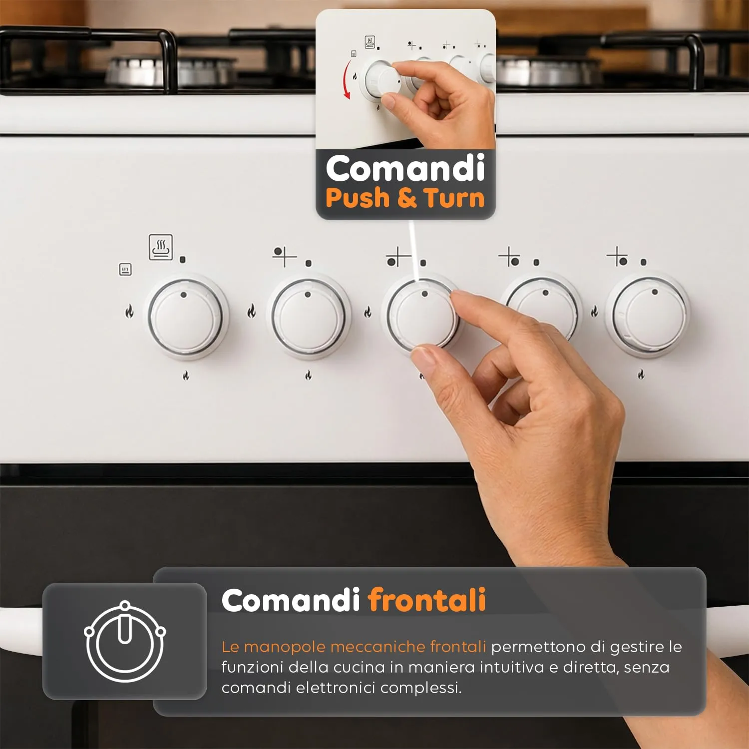 Avilia Cucina a Gas 50x50 cm con Forno 49L e 4 Fuochi, Bianco - immagine 6