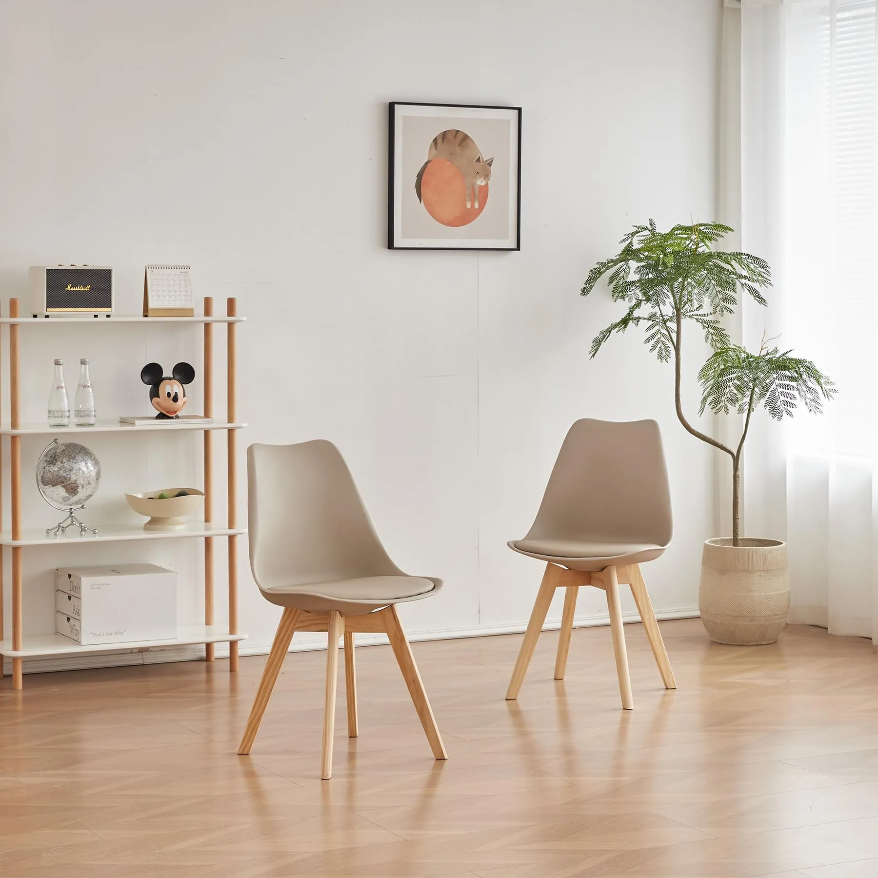GrandCA HOME Set di 2 Sedie Imbottite con Gambe in Legno di Faggio, Cachi - immagine 2
