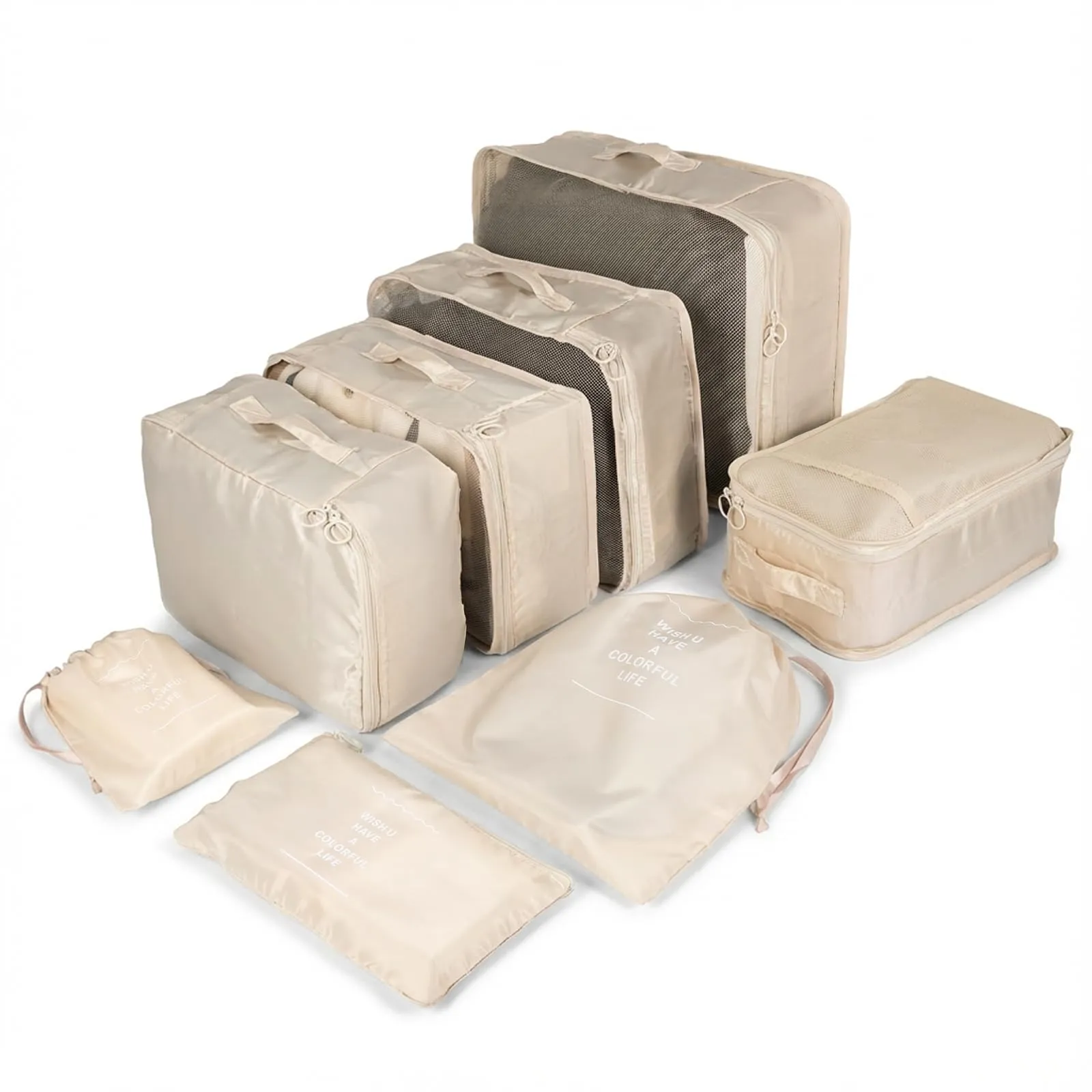 BillyBath Set 8 Organizer da Viaggio Packing Cubes, Beige - immagine 1
