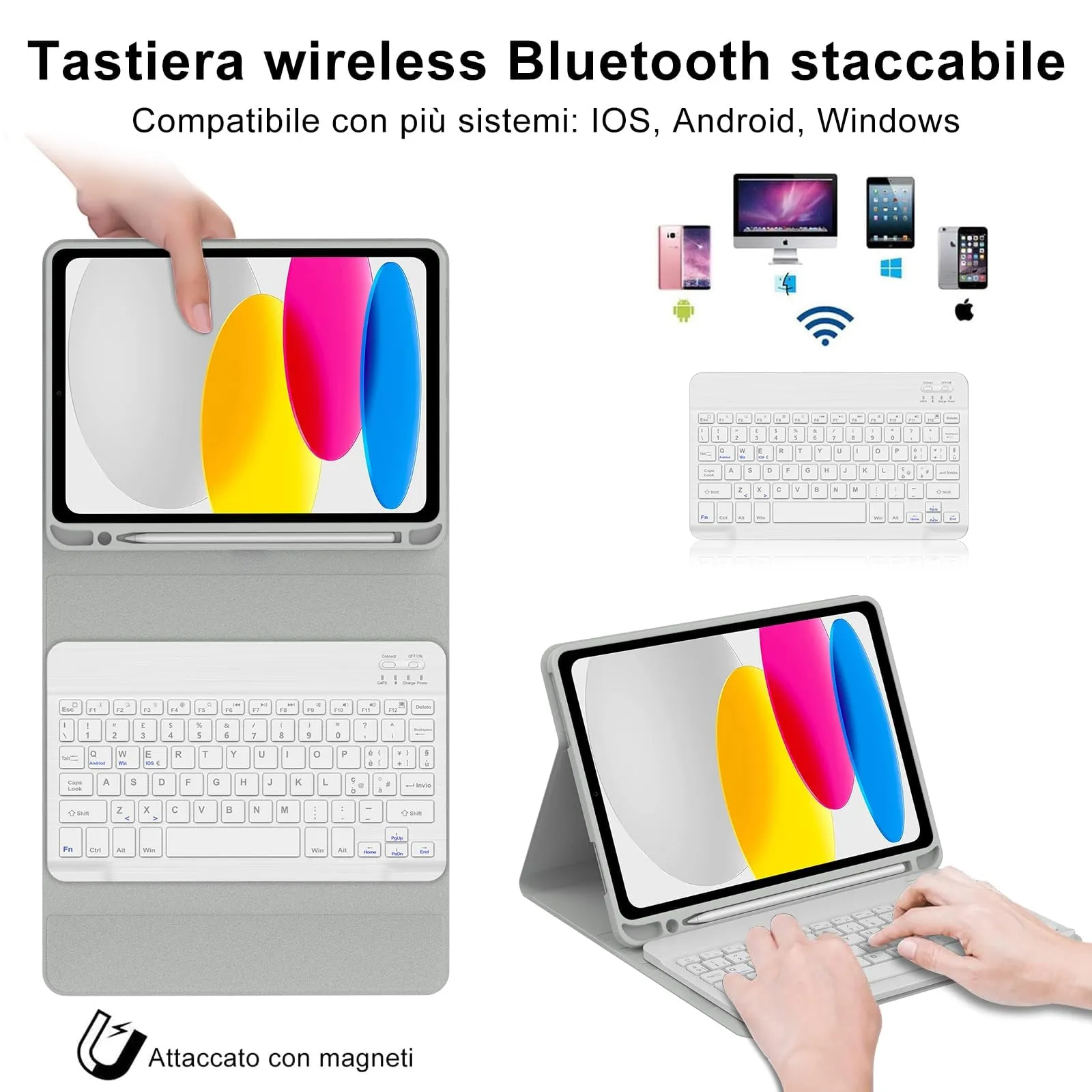 IVEOPPE Tastiera e Custodia per iPad 11 Generazione 11" (2025) e iPad 10 Generazione 10.9" (2022) A16 - immagine 3