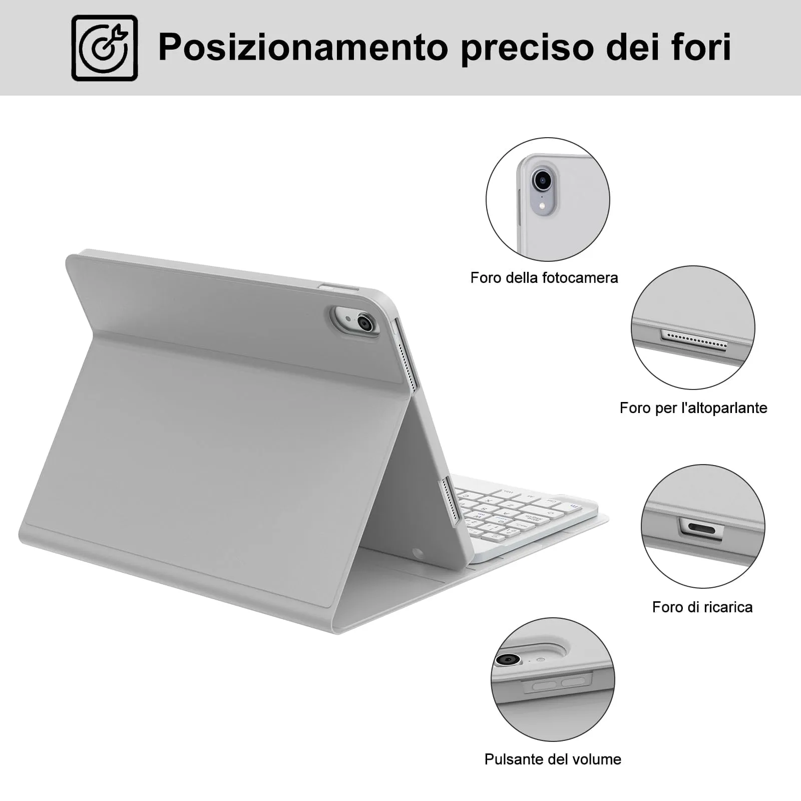 IVEOPPE Tastiera e Custodia per iPad 11 Generazione 11" (2025) e iPad 10 Generazione 10.9" (2022) A16 - immagine 7