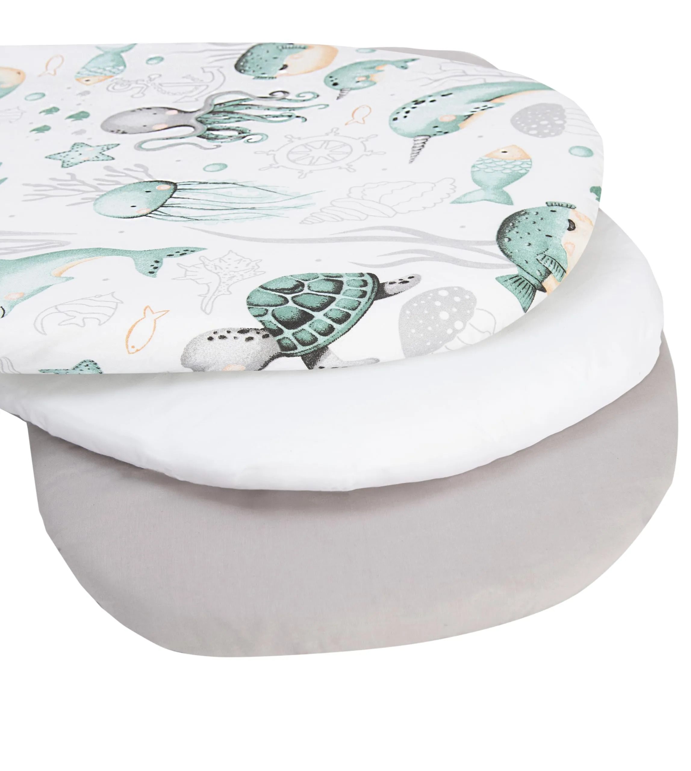 Medi Partners Lenzuola Lettino Culla 86x40, Set di 3 Lenzuoli per Navicella Neonato e Passeggino con Angoli, 100% Cotone (Oceano-Bianco-Grigio) - immagine 2
