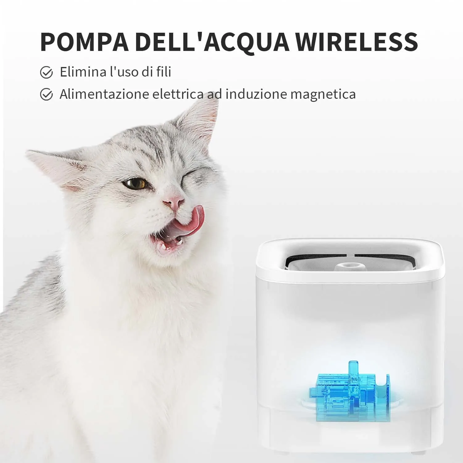 PETKIT CYBERTAIL Fontanella per Gatti e Cani, Pompa dell'Acqua Senza Fili, Filtro 3.0, 1.8 L - immagine 2