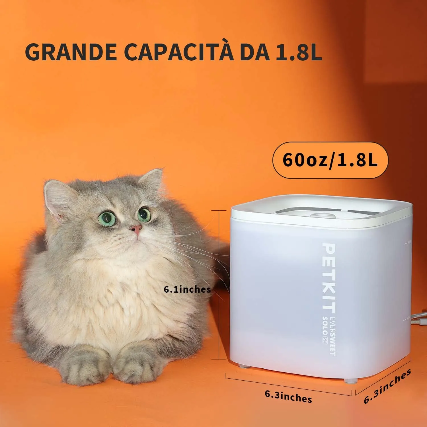 PETKIT CYBERTAIL Fontanella per Gatti e Cani, Pompa dell'Acqua Senza Fili, Filtro 3.0, 1.8 L - immagine 7