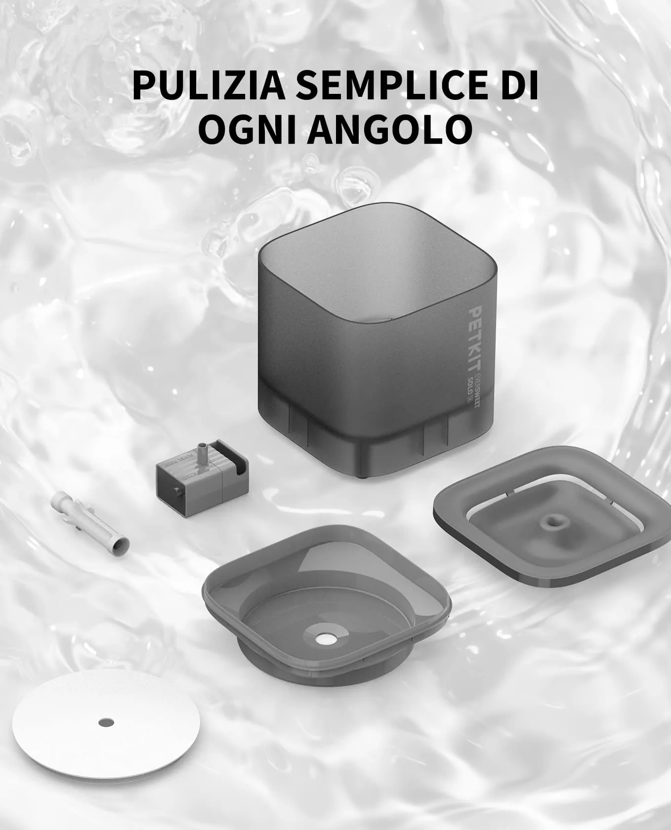 PETKIT CYBERTAIL Fontanella per Gatti e Cani, Pompa dell'Acqua Senza Fili, Elemento Filtrante 3.0, 1.8 L - immagine 7