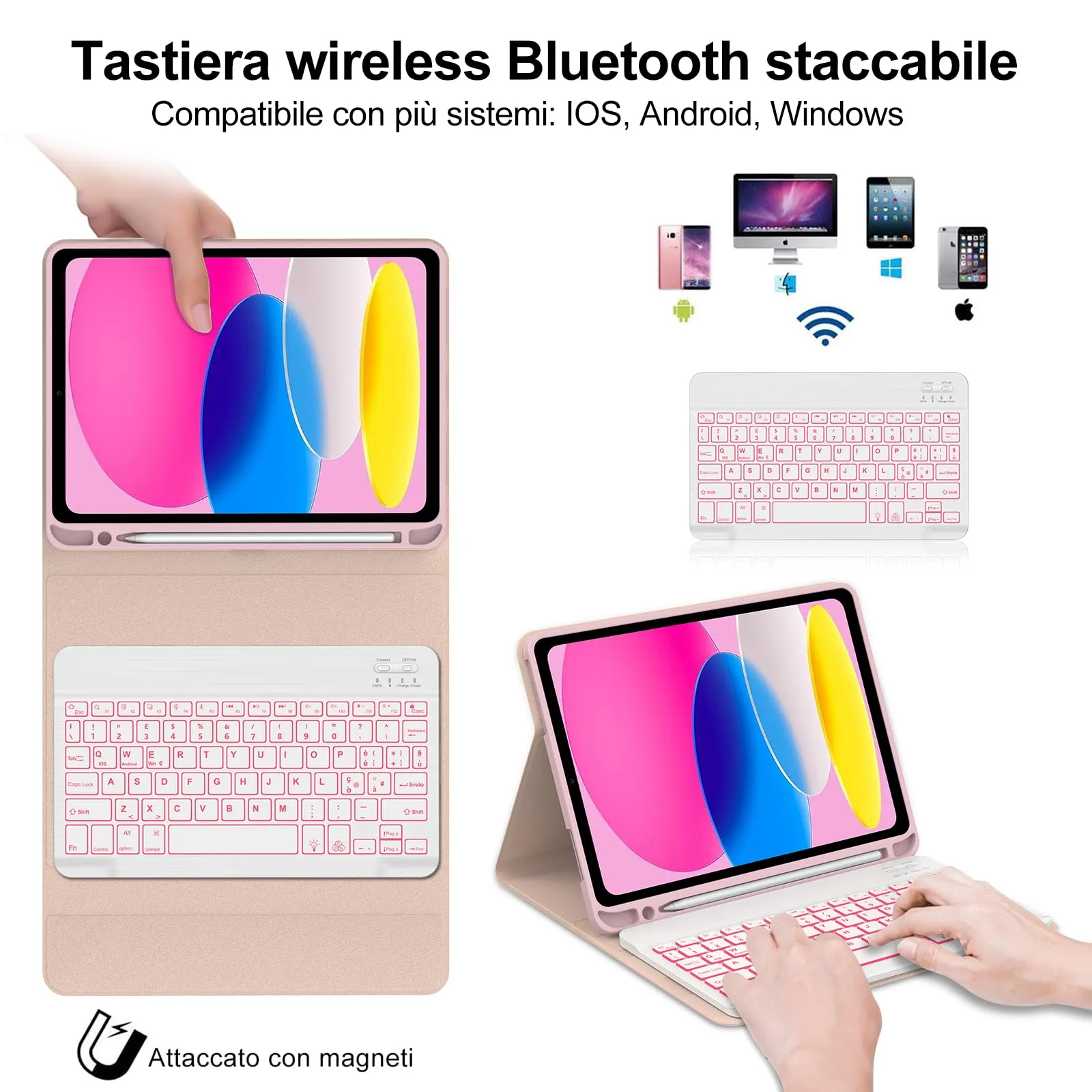 IVEOPPE Tastiera e Custodia per iPad 11ª Generazione 11" (2025) e iPad 10ª Generazione 10.9" (2022) A16 - immagine 3