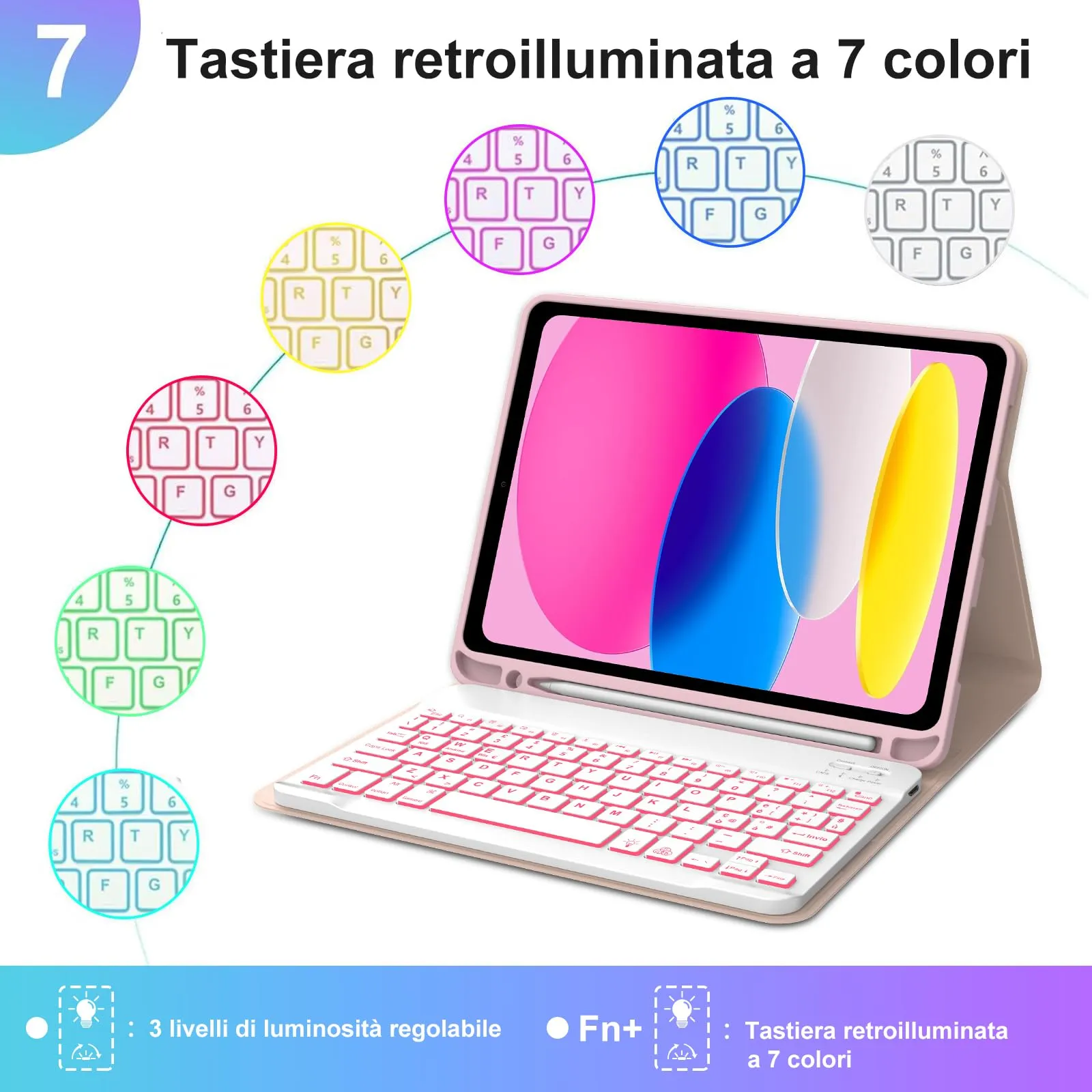 IVEOPPE Tastiera e Custodia per iPad 11ª Generazione 11" (2025) e iPad 10ª Generazione 10.9" (2022) A16 - immagine 5