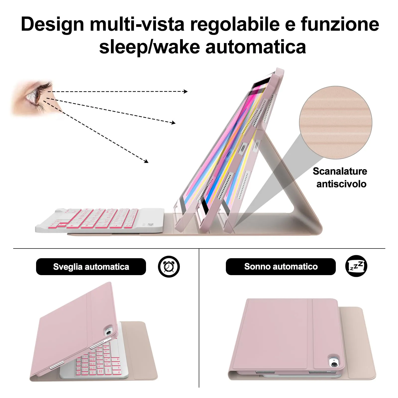 IVEOPPE Tastiera e Custodia per iPad 11ª Generazione 11" (2025) e iPad 10ª Generazione 10.9" (2022) A16 - immagine 6