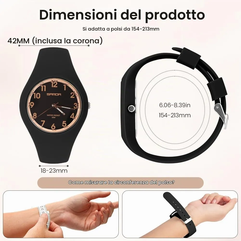 AOOSU Orologio Digitale da Donna Sportivo con Cinturino in Silicone, Impermeabile 30 Metri (Oro Nero) - immagine 2