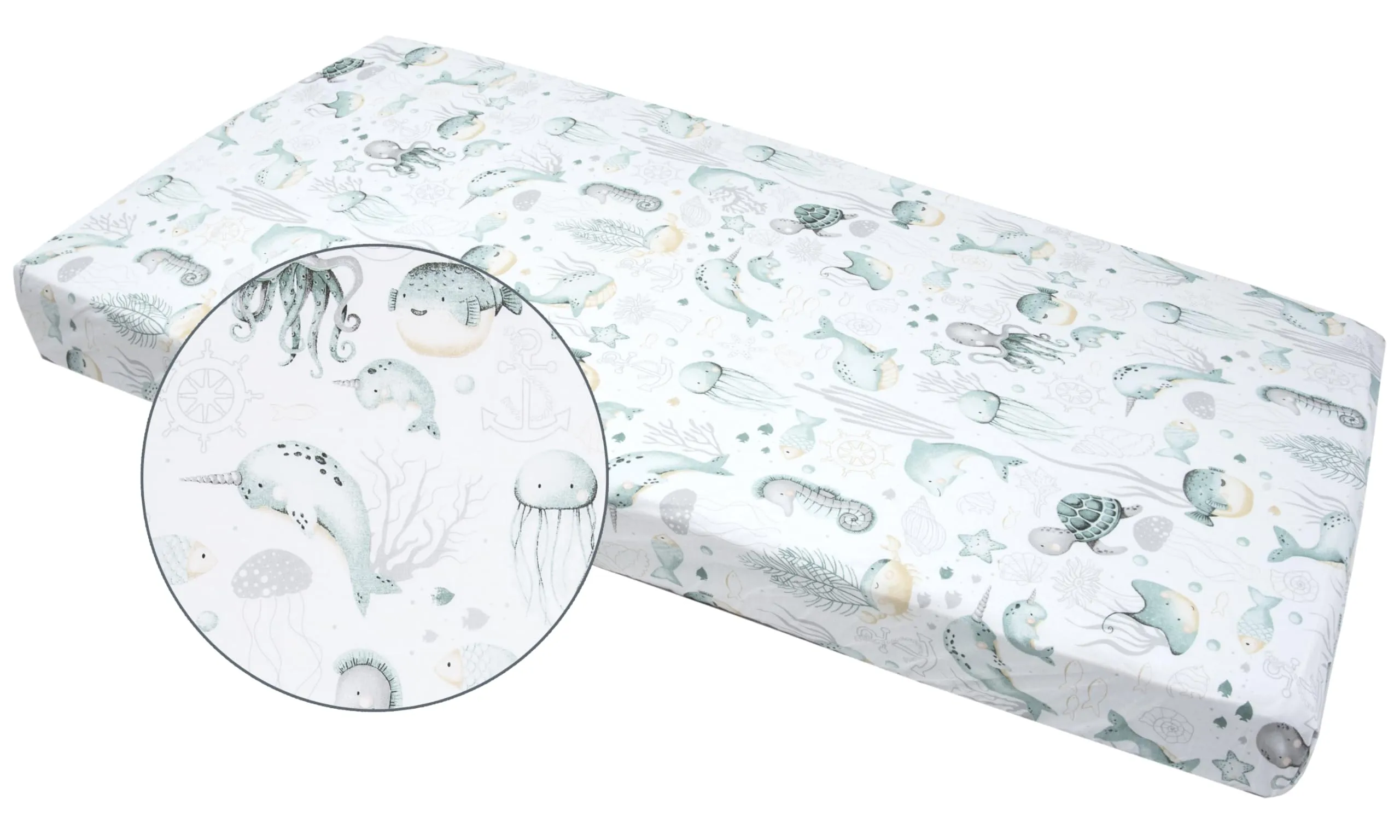 Medi Partners Set 3 Lenzuola Lettino Neonato 70x140 100% Cotone con Angoli (Oceano-Bianco-Grigio) - immagine 5