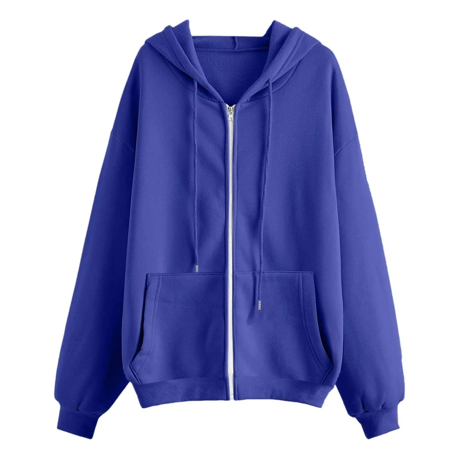 Viunychn Felpa Donna con Zip e Cappuccio in Cotone, Oversize, Tinta Unita - immagine 4
