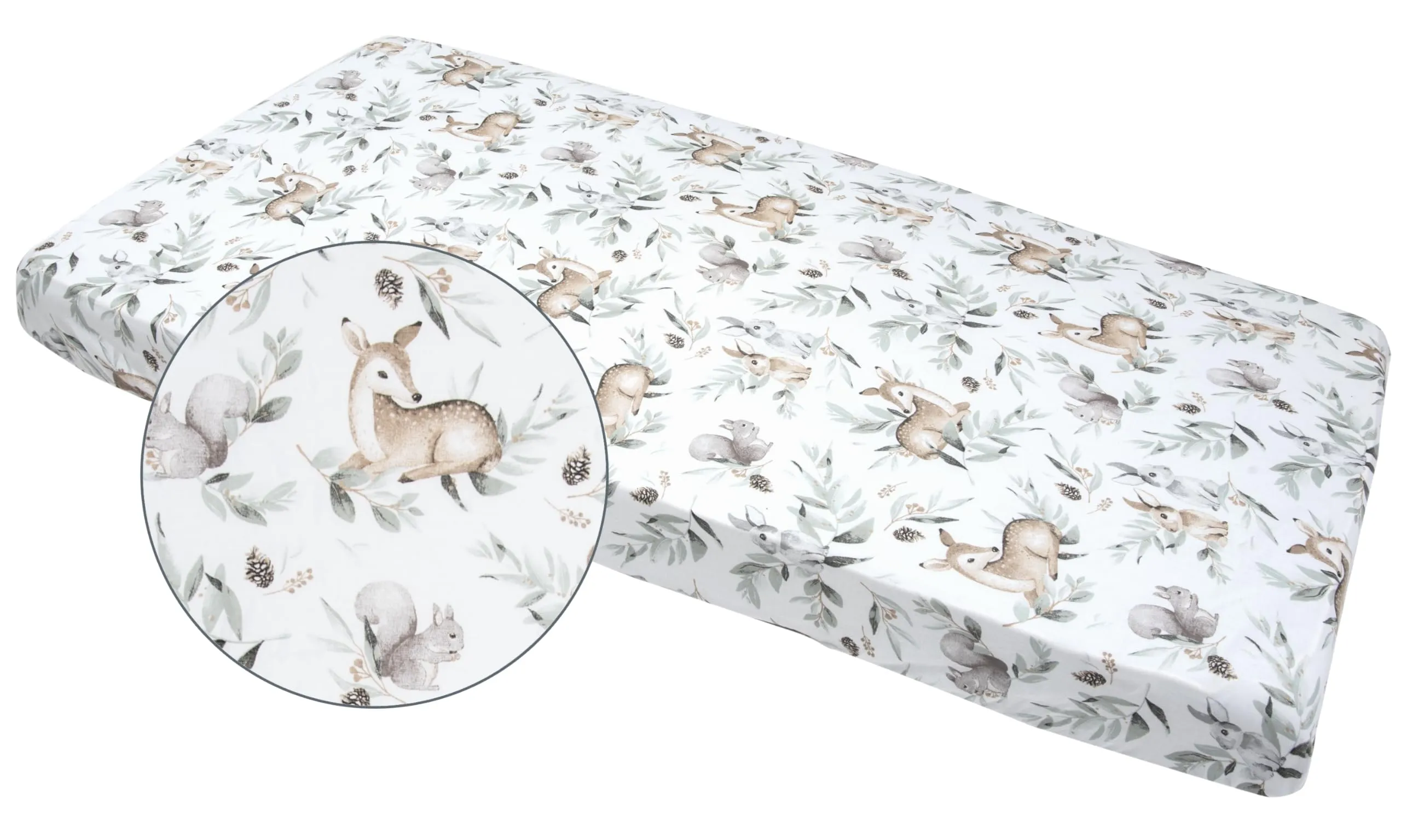 Medi Partners Lenzuola Lettino Neonato 70x140 100% Cotone con Angoli (Cervo E Scoiattolo) - immagine 4