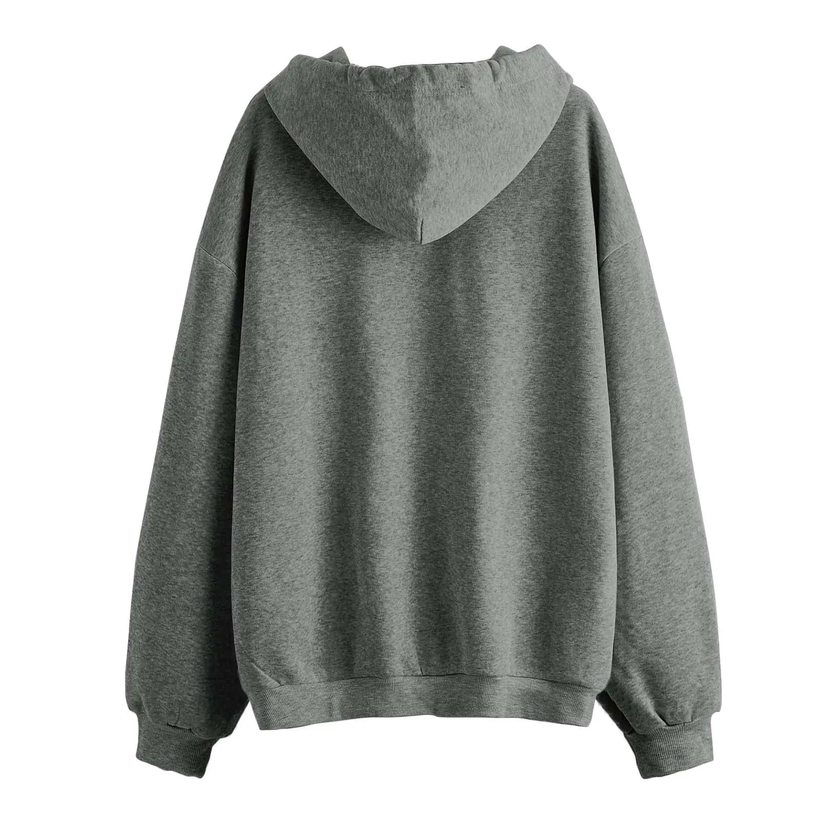 Viunychn Felpa Donna con Zip e Cappuccio in Cotone, Taglia Oversize, Grigio - immagine 7