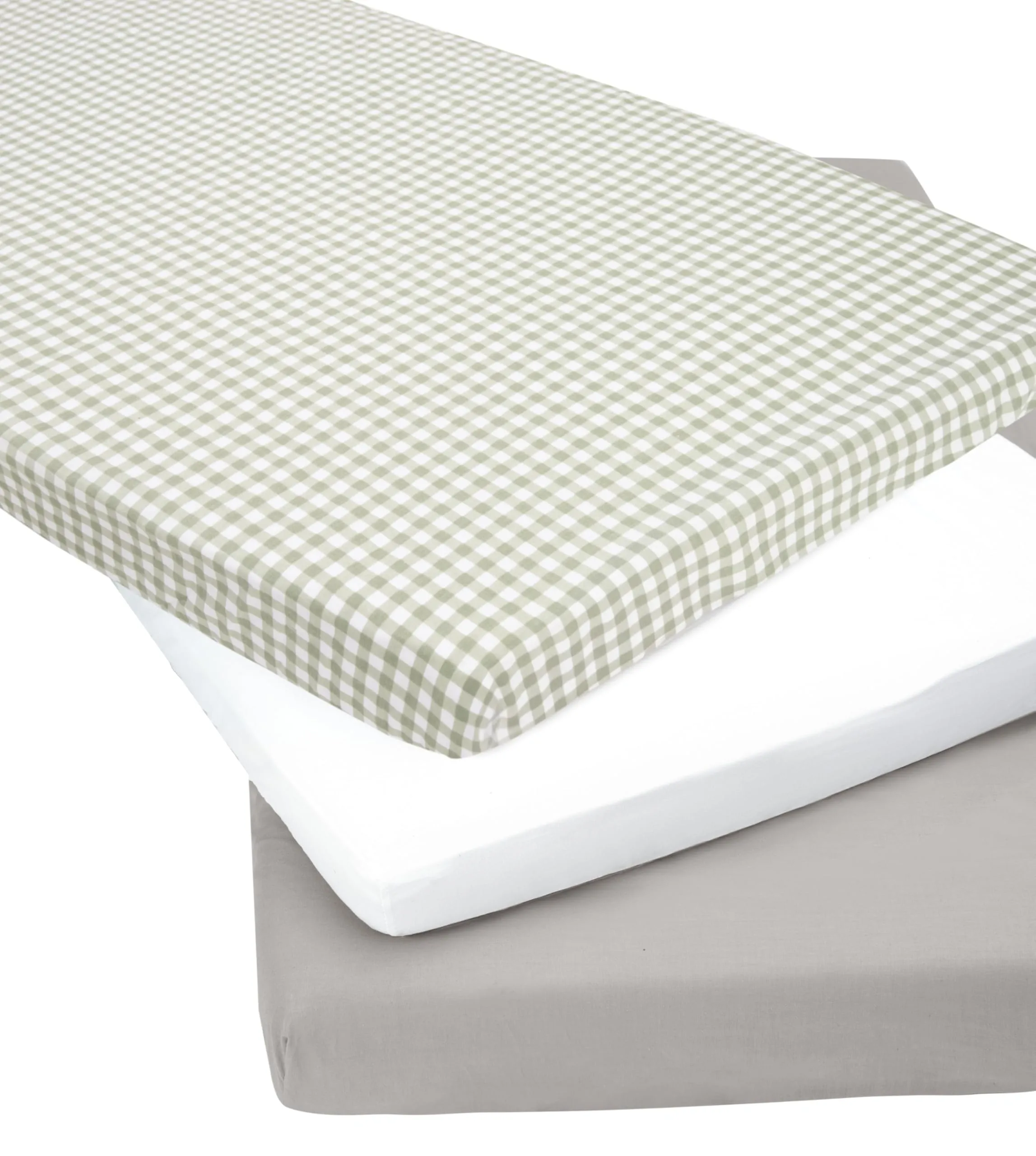 Medi Partners Set 3 Lenzuoli con Angoli per Lettino Neonato 70x140, 100% Cotone (Griglia - Bianco - Grigio) - immagine 2