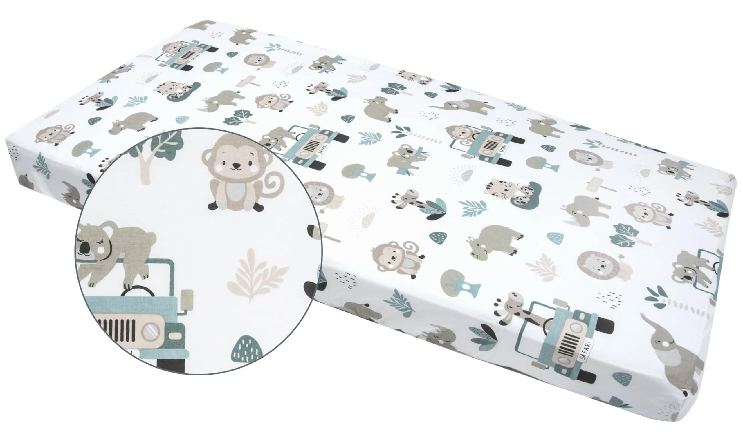 Medi Partners Lenzuola Lettino Neonato 70x140 100% Cotone con Angoli (Zoo Di Menta) - immagine 4