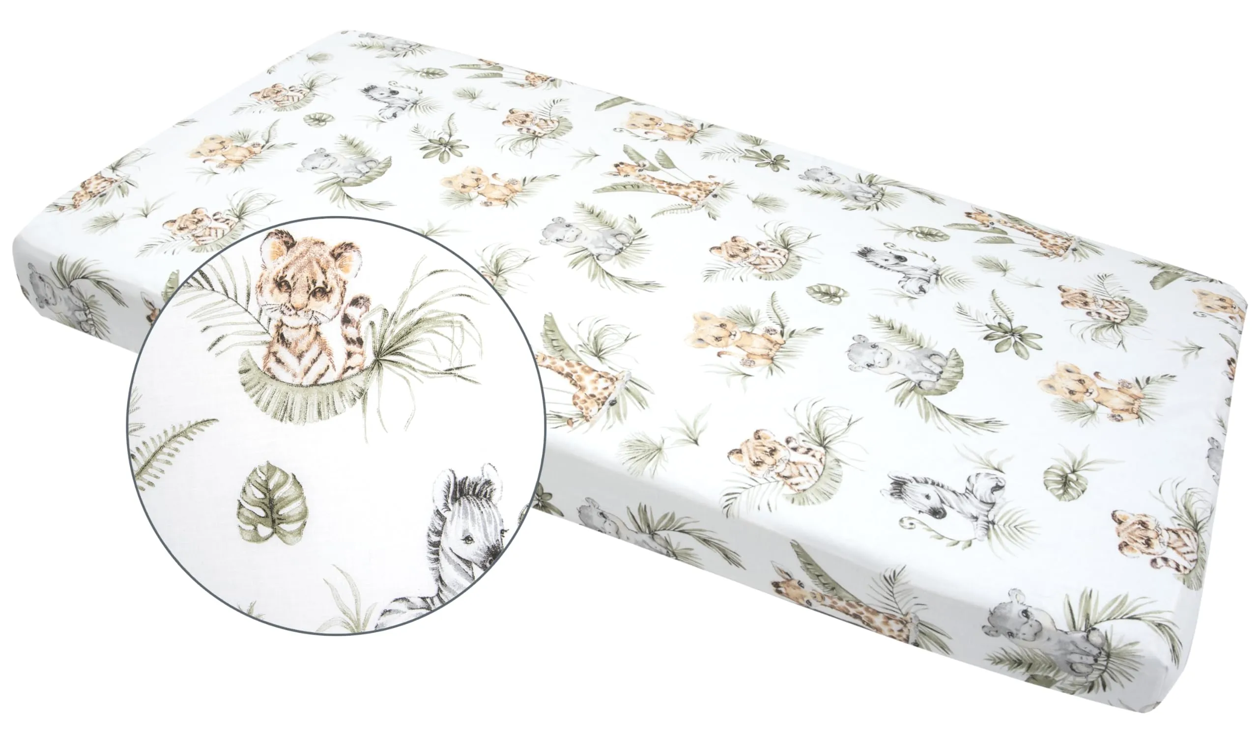 Medi Partners Set 3 Lenzuola con Angoli per Lettino Neonato 70x140, 100% Cotone (Safari-Bianco-Grigio) - immagine 5