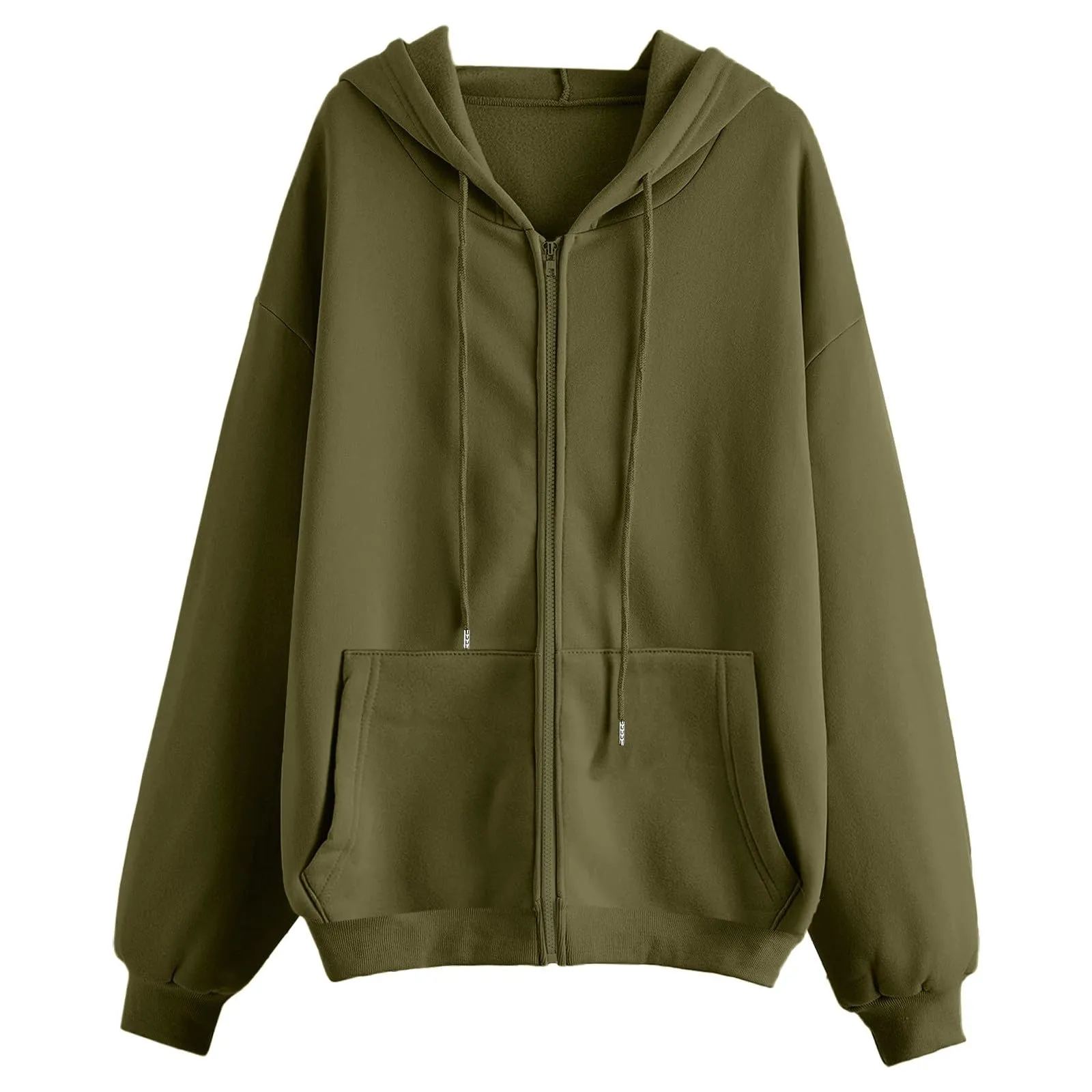 Viunychn Felpa Donna con Zip e Cappuccio in Cotone Oversize Tinta Unita - immagine 5