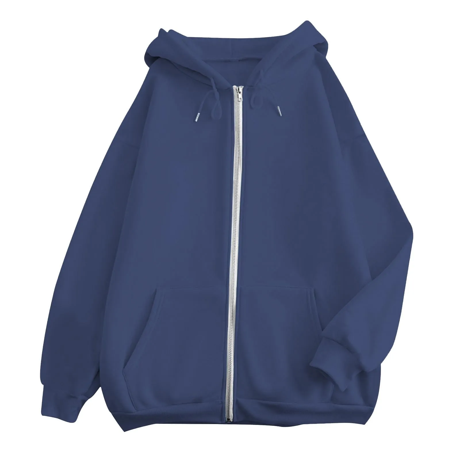 Viunychn Felpa Donna con Zip e Cappuccio in Cotone, Taglio Oversize, Tinta Unita - immagine 3