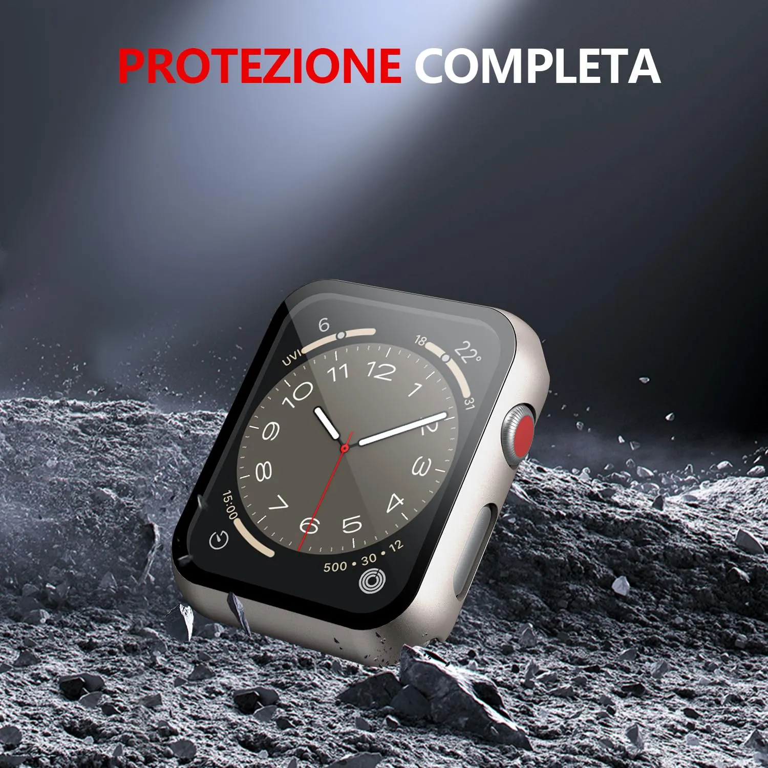 Misxi Cover in PC e Vetro Temperato per Apple Watch Serie 3 Serie 2 38mm, Luce Stellare (2 Pezzi) - immagine 5
