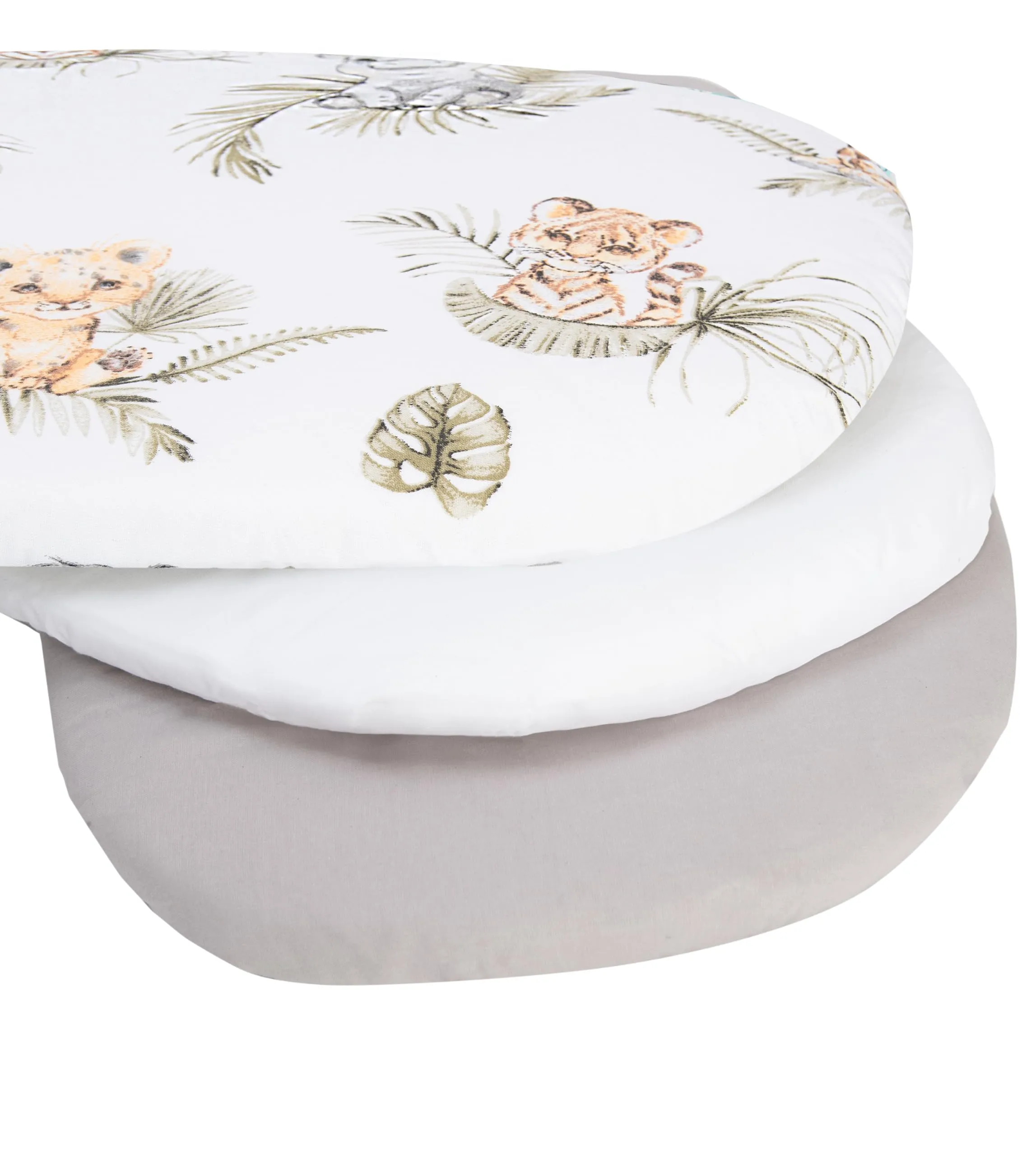 Medi Partners Lenzuola Lettino Culla 86x40 Set 3 Lenzuolo Navicella Neonato con Angoli 100% Cotone (Safari-Bianco-Grigio) - immagine 2