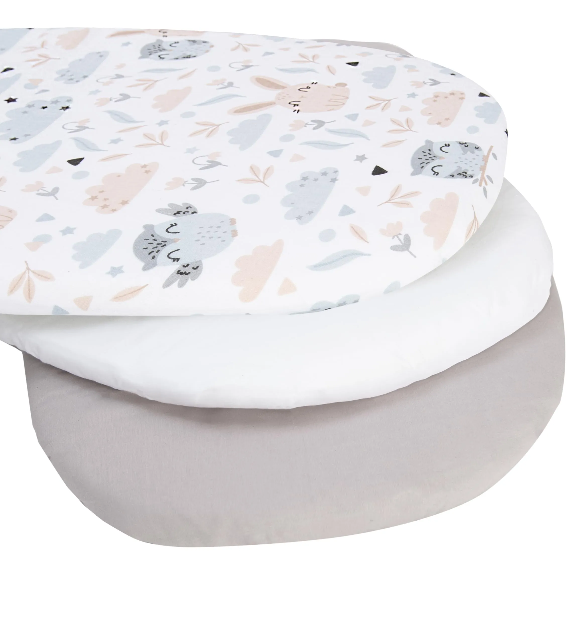 Medi Partners Lenzuola Lettino Culla 86x40 Set 3, 100% Cotone, Radura con Animali-Bianco-Grigio - immagine 2