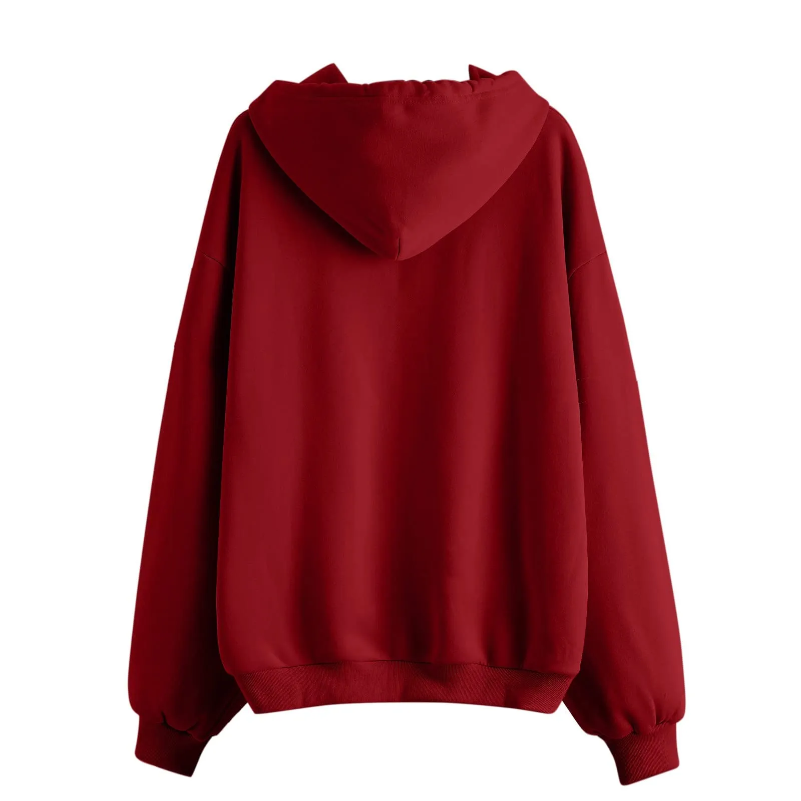Viunychn Felpa Donna con Zip e Cappuccio in Cotone, Oversize, Tinta Unita - immagine 6