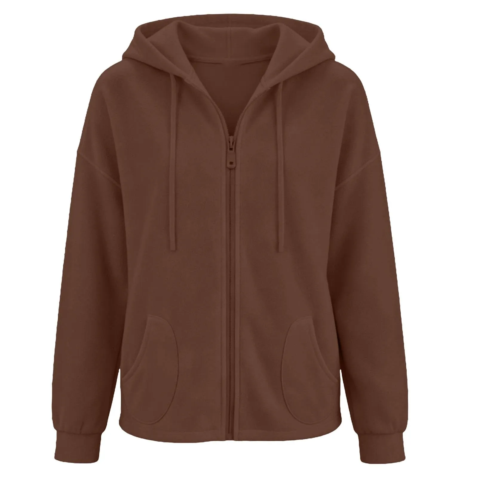 Viunychn Felpa Donna con Zip e Cappuccio in Cotone, Taglio Oversize, Tinta Unita - immagine 6