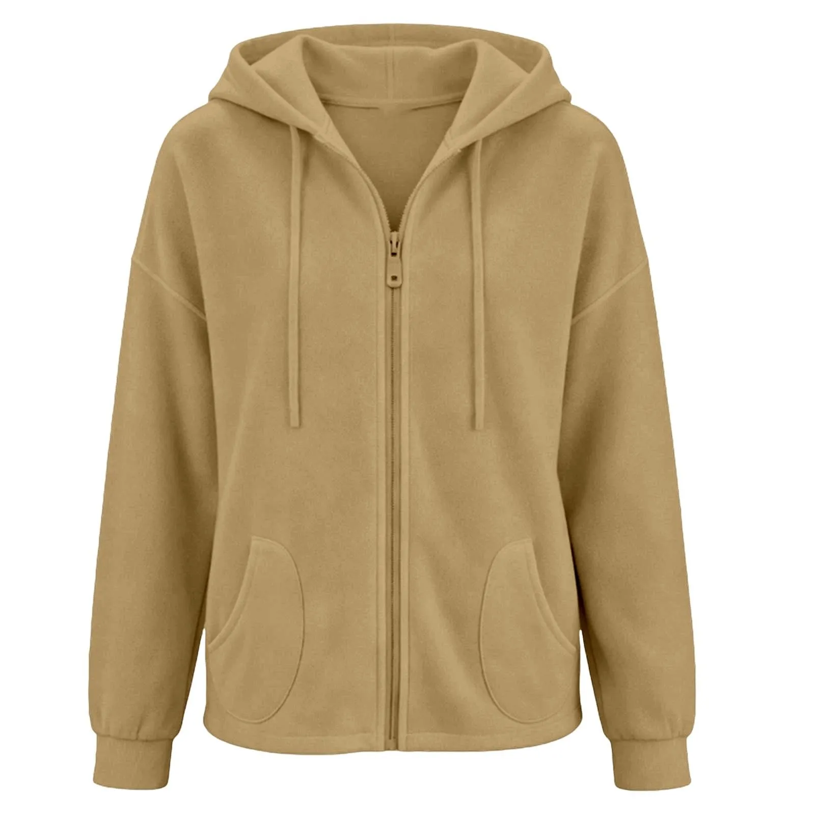 Viunychn Felpa Donna con Zip e Cappuccio in Cotone, Oversize, Tinta Unita - immagine 6