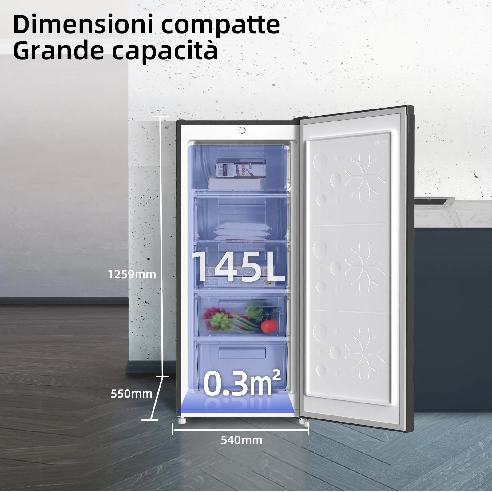 CHiQ FSD160D4E Congelatore Verticale a Cassetti 145 Litri, Nero - immagine 2