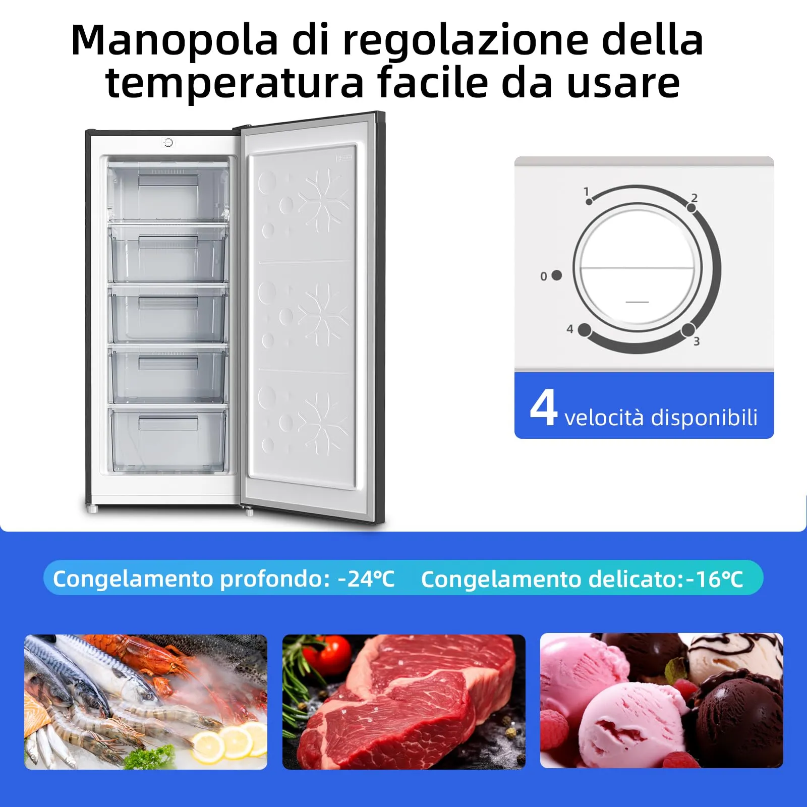 CHiQ FSD160D4E Congelatore Verticale a Cassetti 145 Litri, Nero - immagine 4