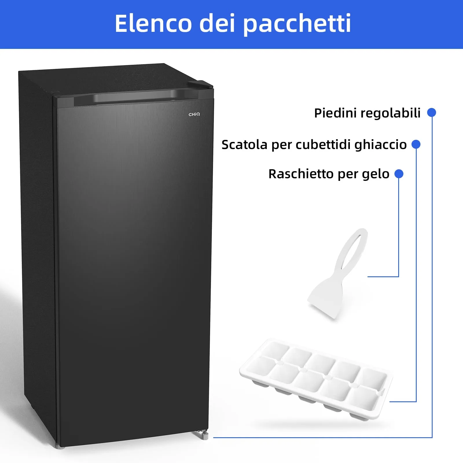 CHiQ FSD160D4E Congelatore Verticale a Cassetti 145 Litri, Nero - immagine 6