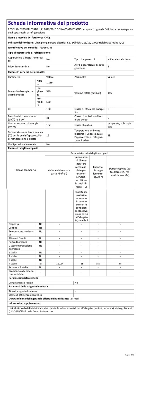 CHiQ FSD160D4E Congelatore Verticale a Cassetti 145 Litri, Nero - immagine 13