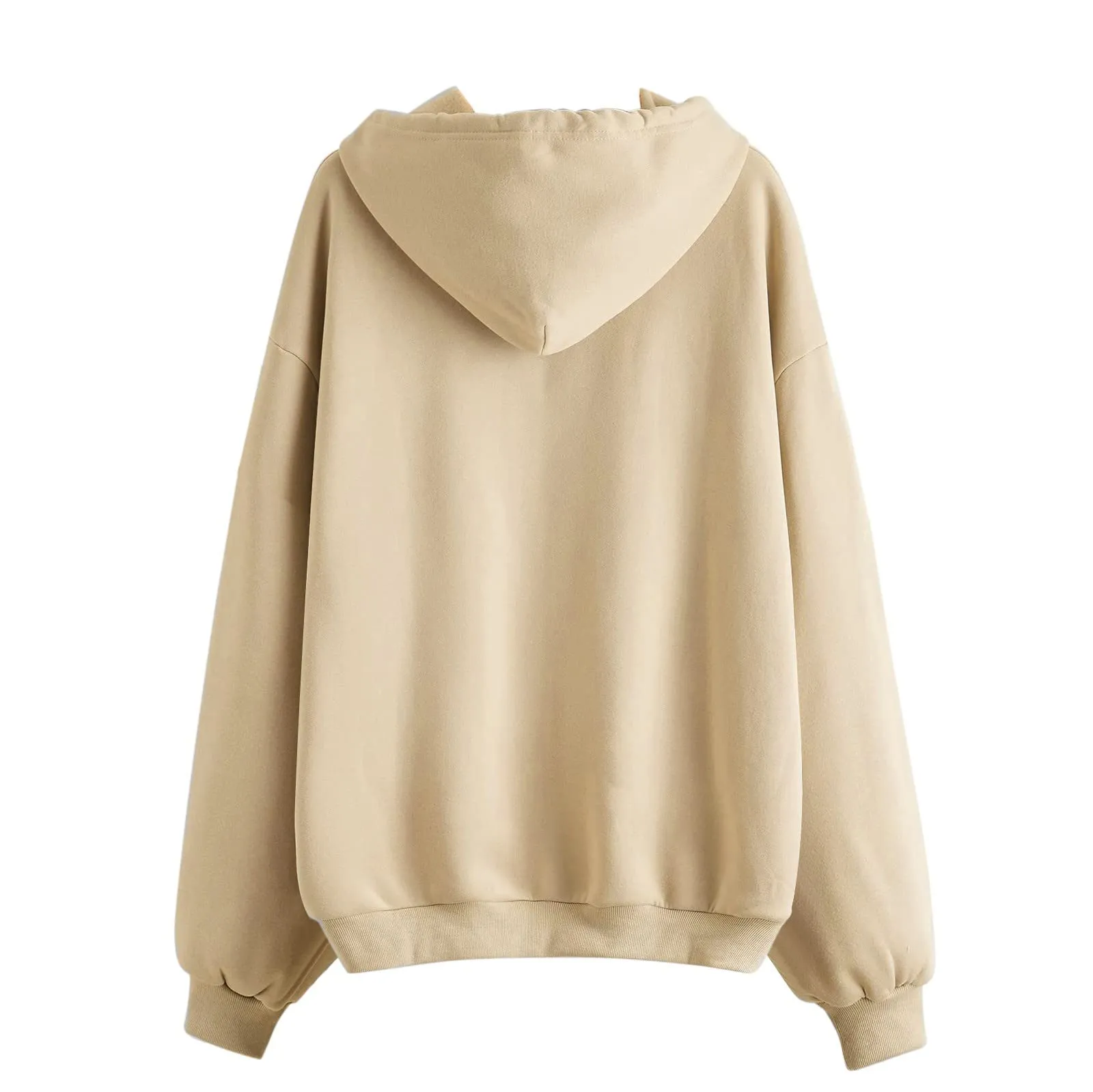 Viunychn Felpa Donna con Zip e Cappuccio, Cotone, Oversize, Tinta Unita - immagine 7