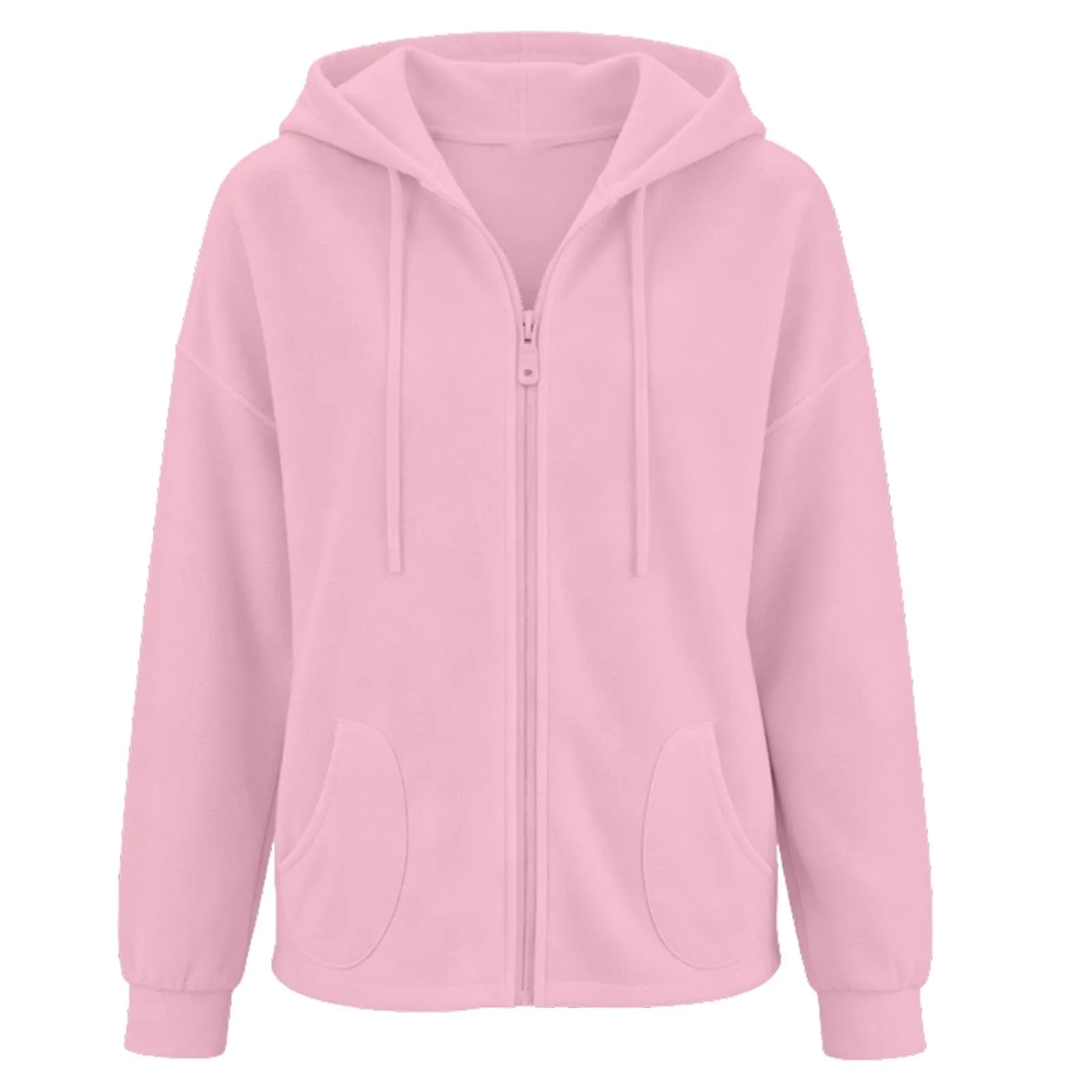 Viunychn Felpa Donna con Zip e Cappuccio in Cotone, Oversize Tinta Unita - immagine 7