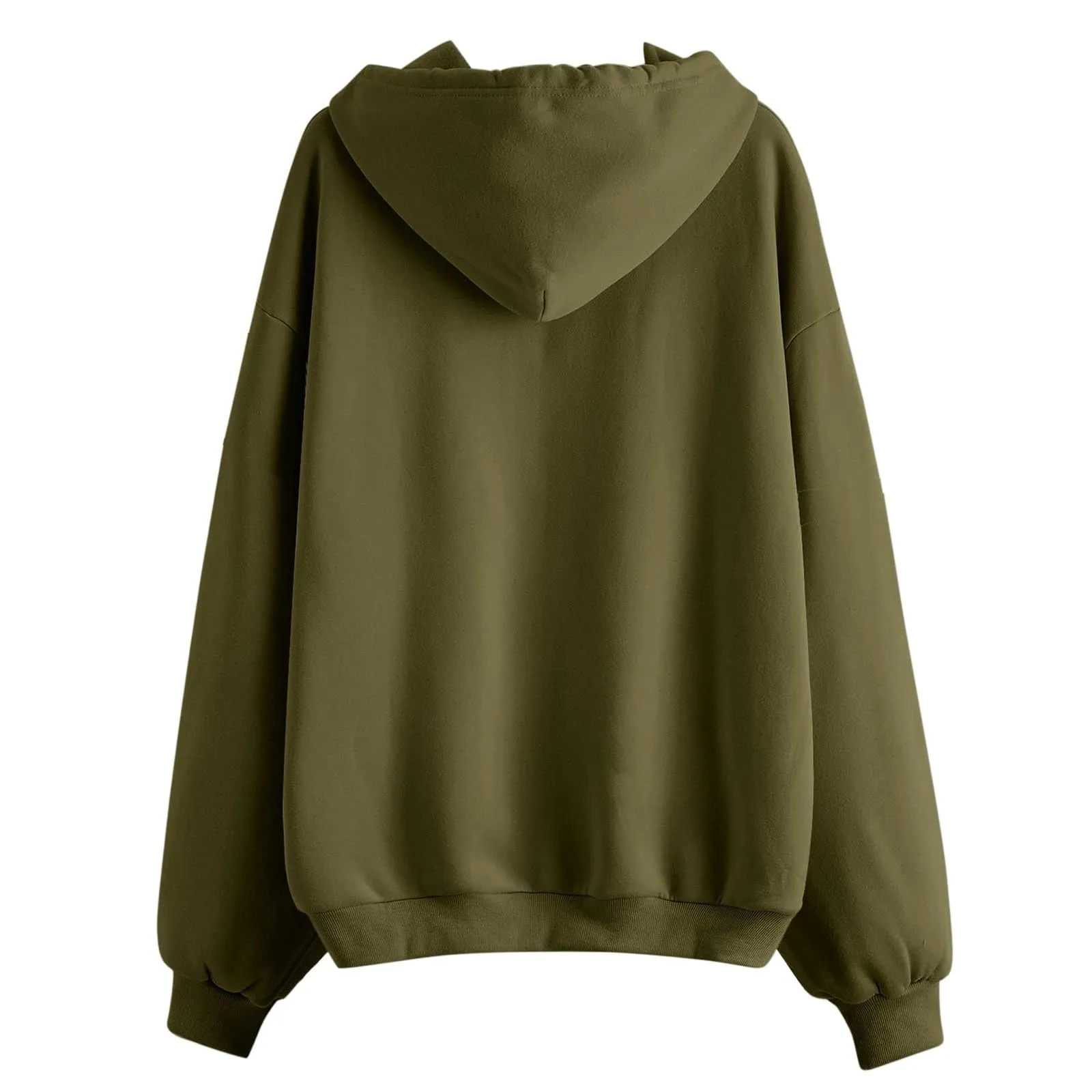 Viunychn Felpa Donna con Zip e Cappuccio in Cotone, Taglio Oversize, Tinta Unita - immagine 7