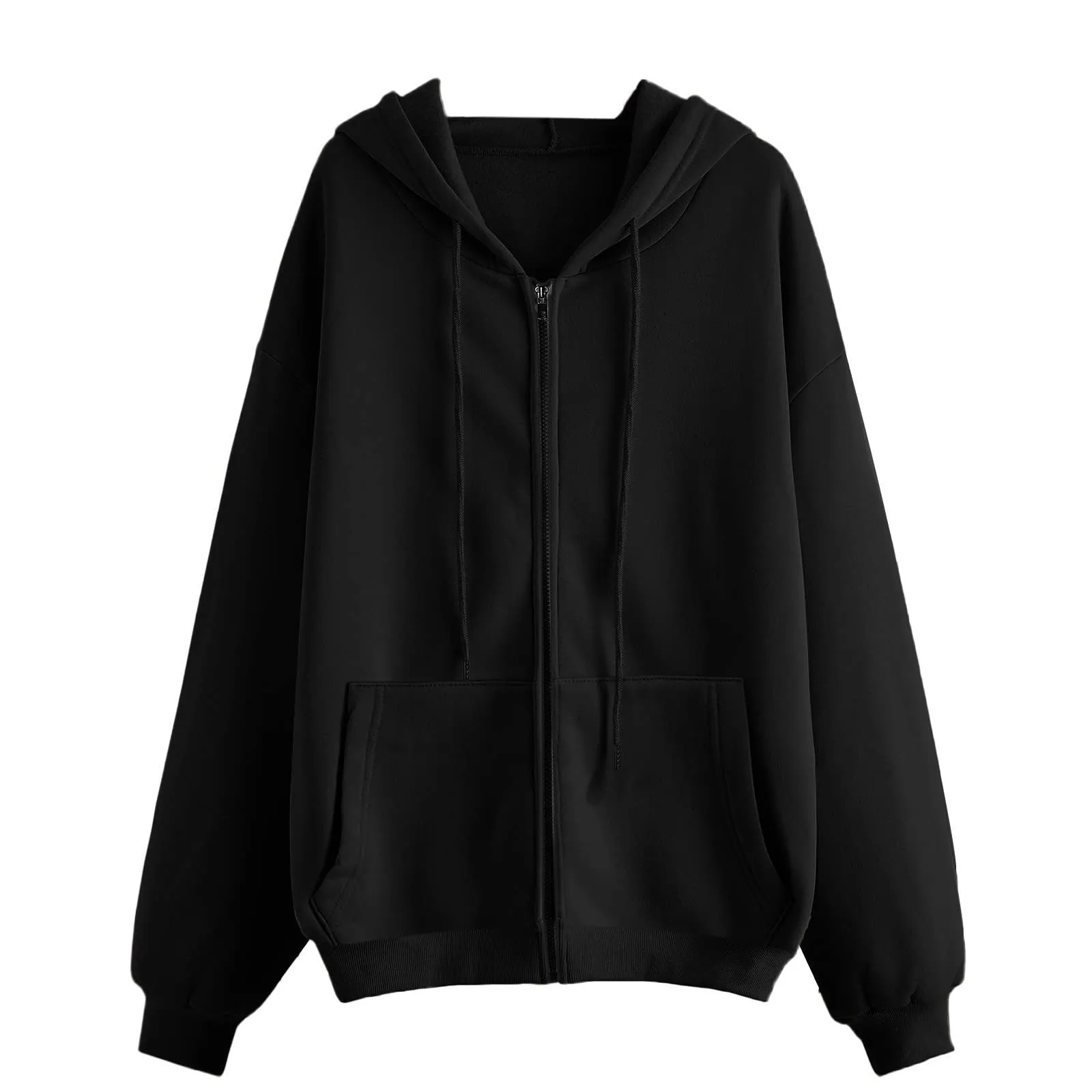 Viunychn Felpa Donna con Zip e Cappuccio in Cotone, Oversize, Tinta Unita - immagine 6