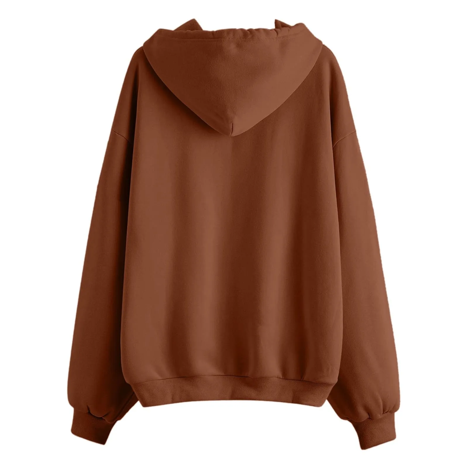 Viunychn Felpa Donna con Zip e Cappuccio in Cotone, Oversize, Tinta Unita - immagine 5
